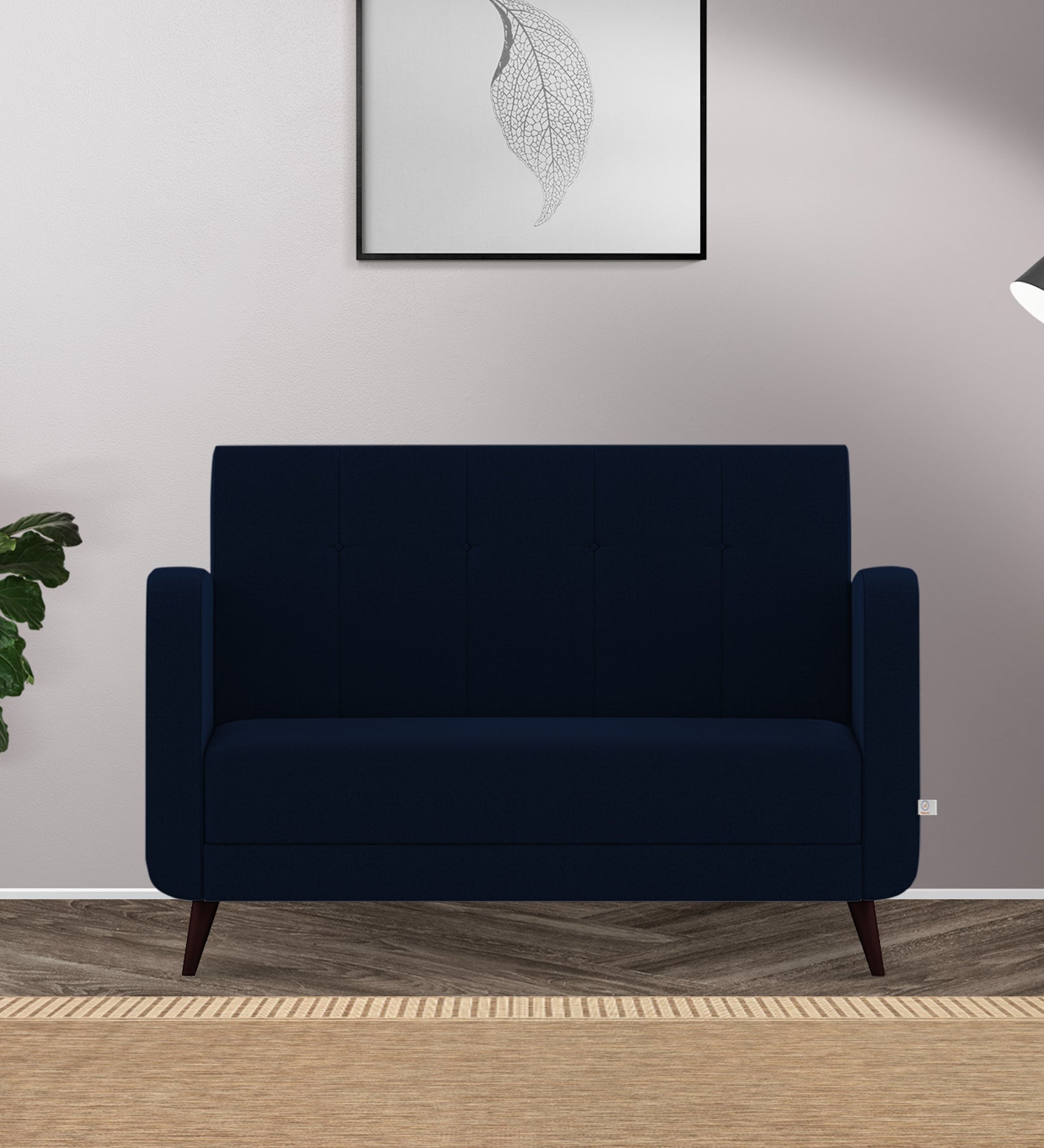 Wiki Velvet 2 Seater Sofa In Dark Blue Colour - Febonic Living
