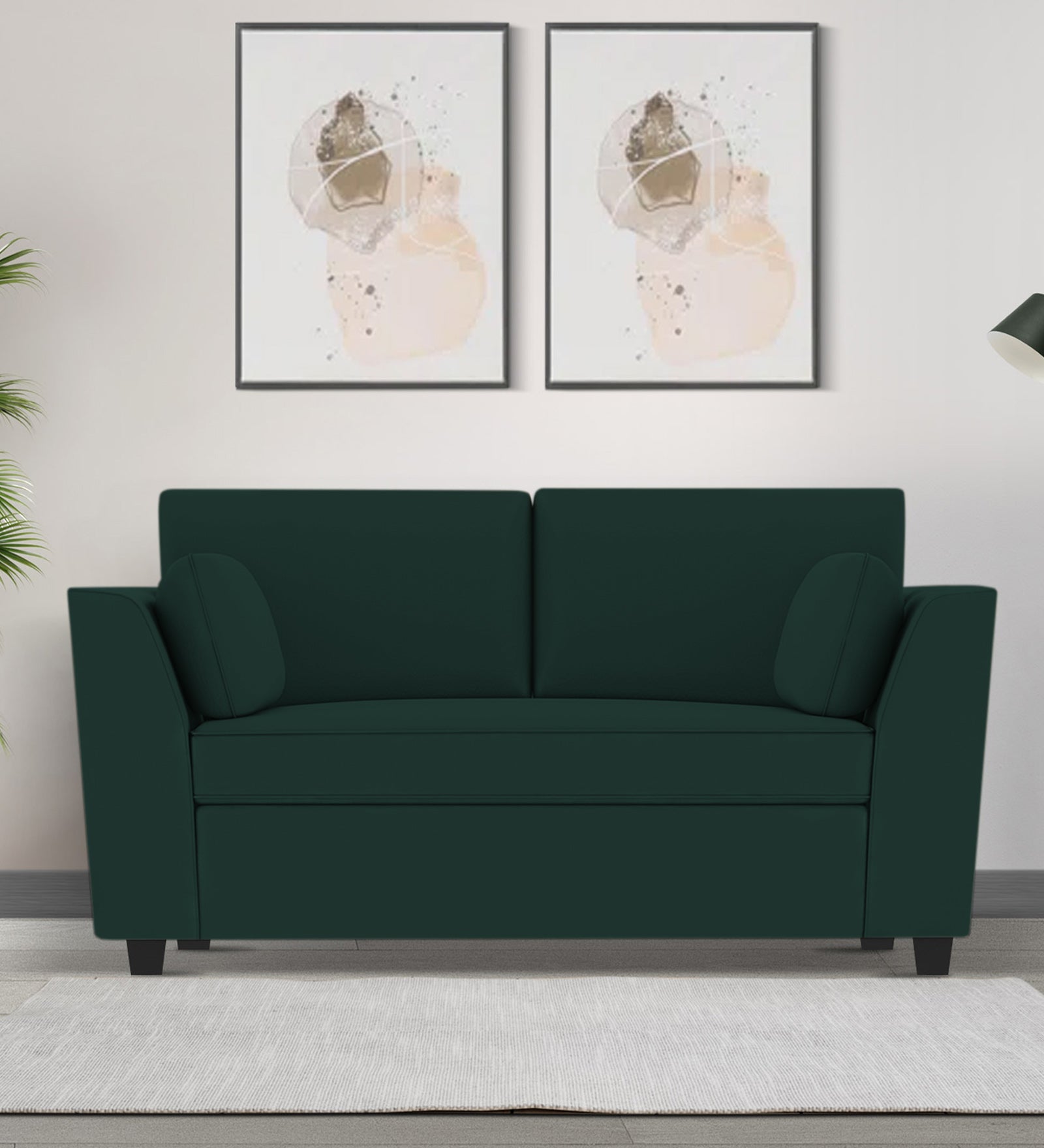 Bristo Velvet 2 Seater Sofa In Forest Green Colour With Storage