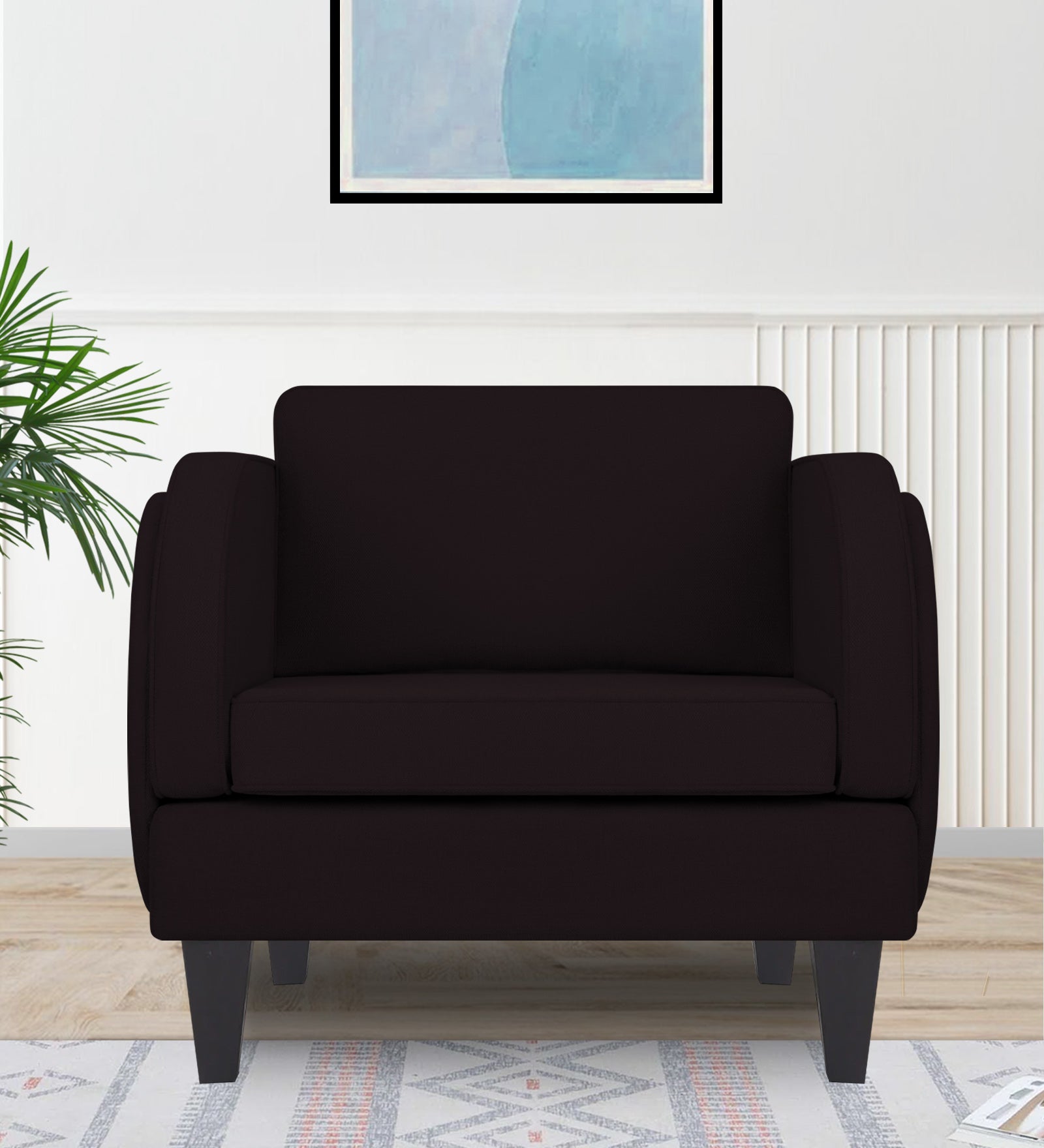 Siddy Fabric 1 Seater Sofa in Cara Brown Colour