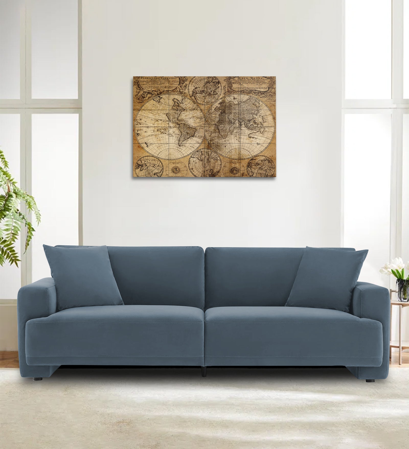 Kosta Velvet 3 Seater Sofa In Oxford Blue Colour - Febonic Living