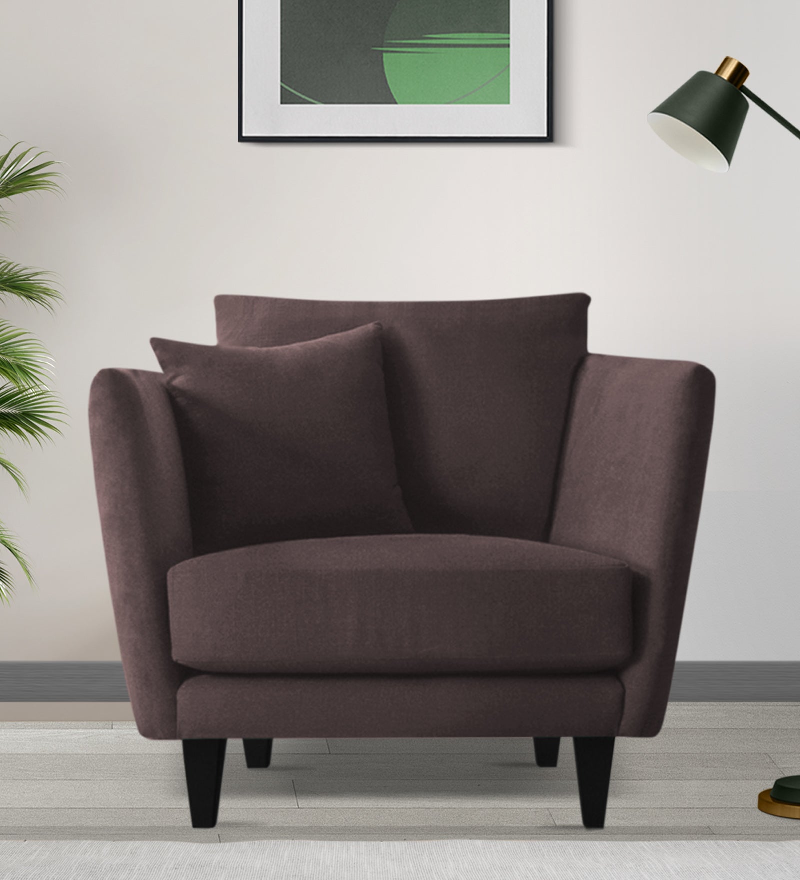 Norway Velvet 1 Seater Sofa In Mocha Brown Colour - Febonic Living