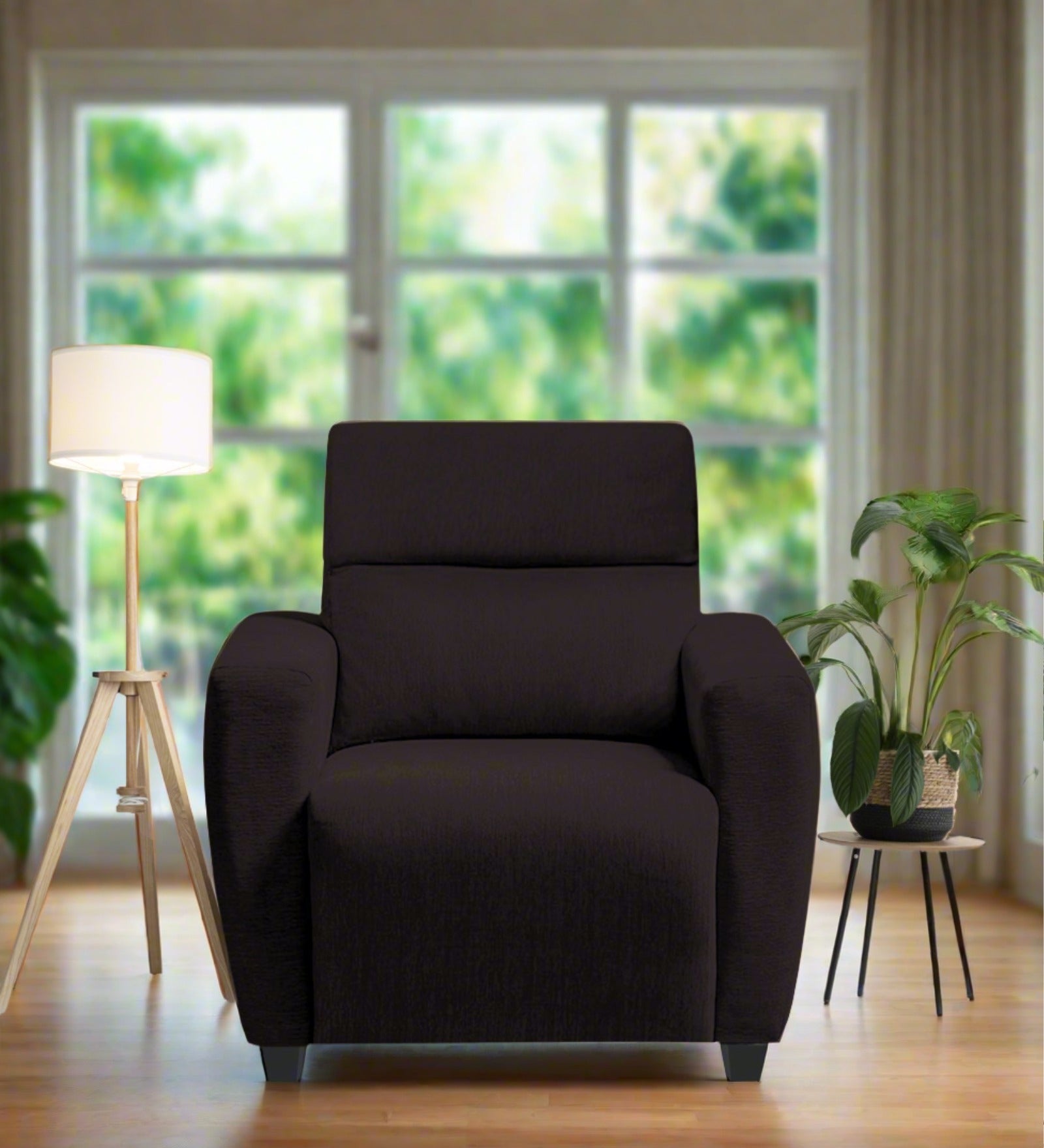 Bakadi Fabric 1 Seater Sofa In cara brown Colour - Febonic Living