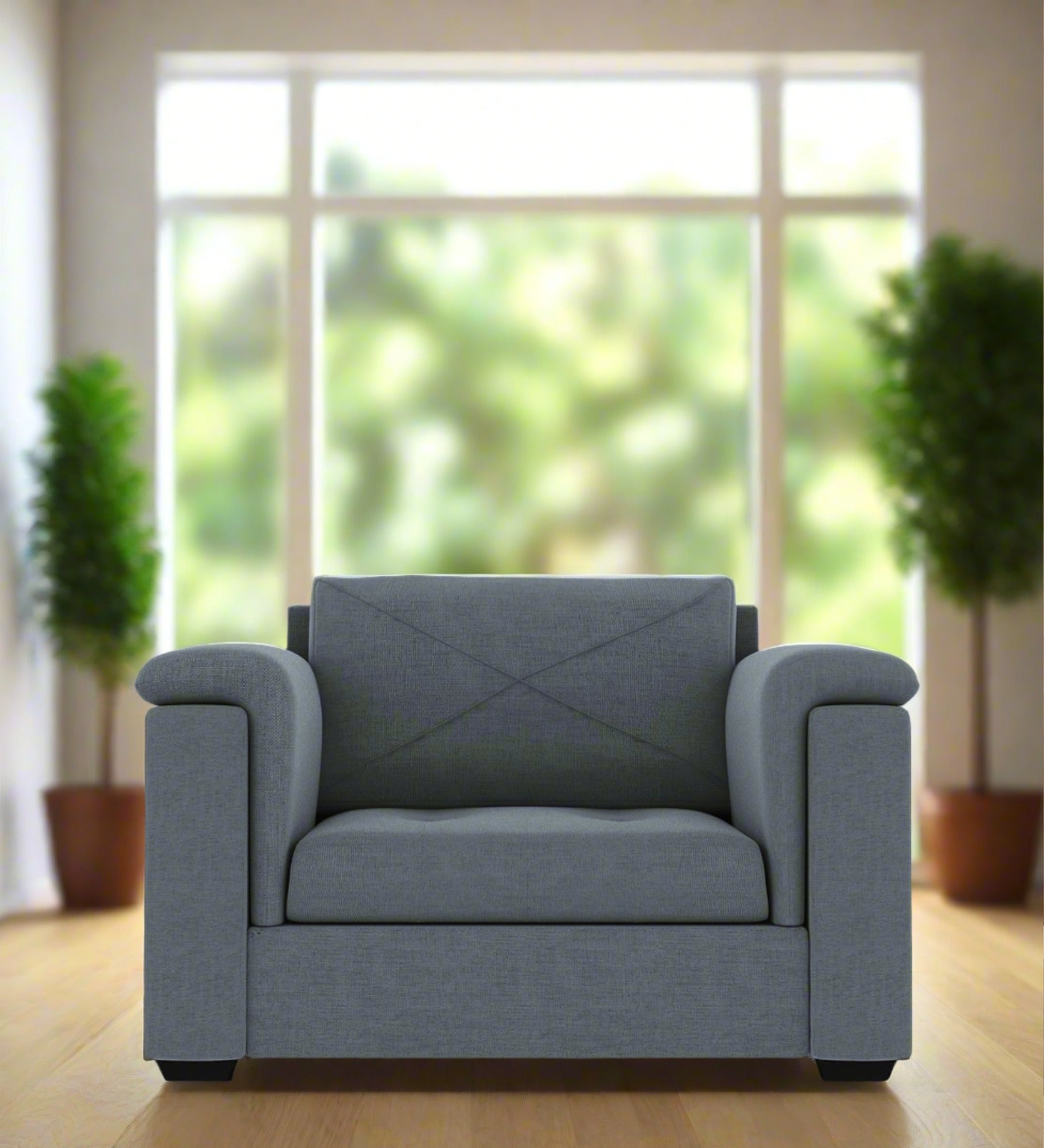 Andres Fabric 1 Seater Sofa In Indigo Blue Colour - Febonic Living