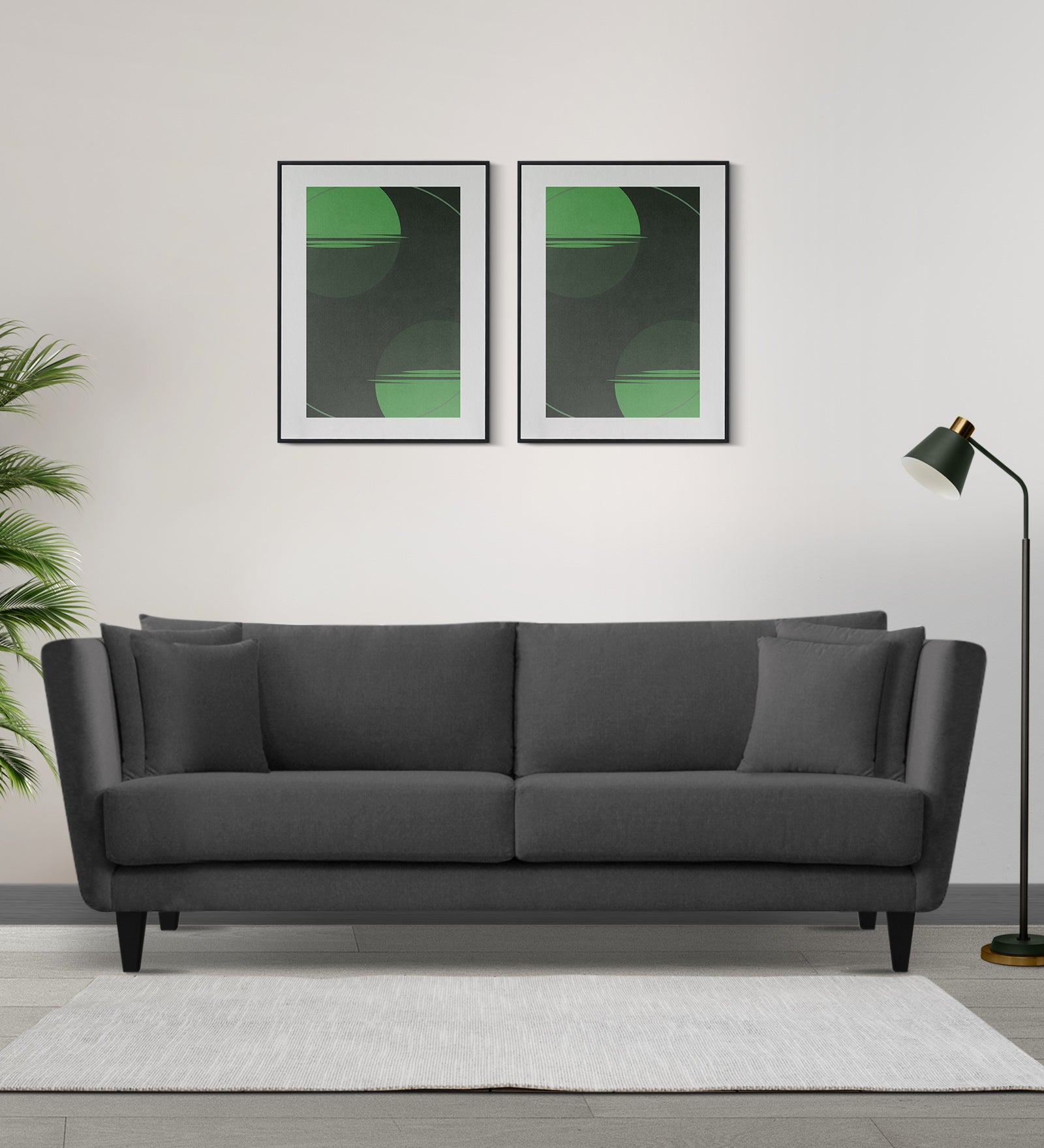 Norway Velvet 3 Seater Sofa In Davy Grey Colour - Febonic Living