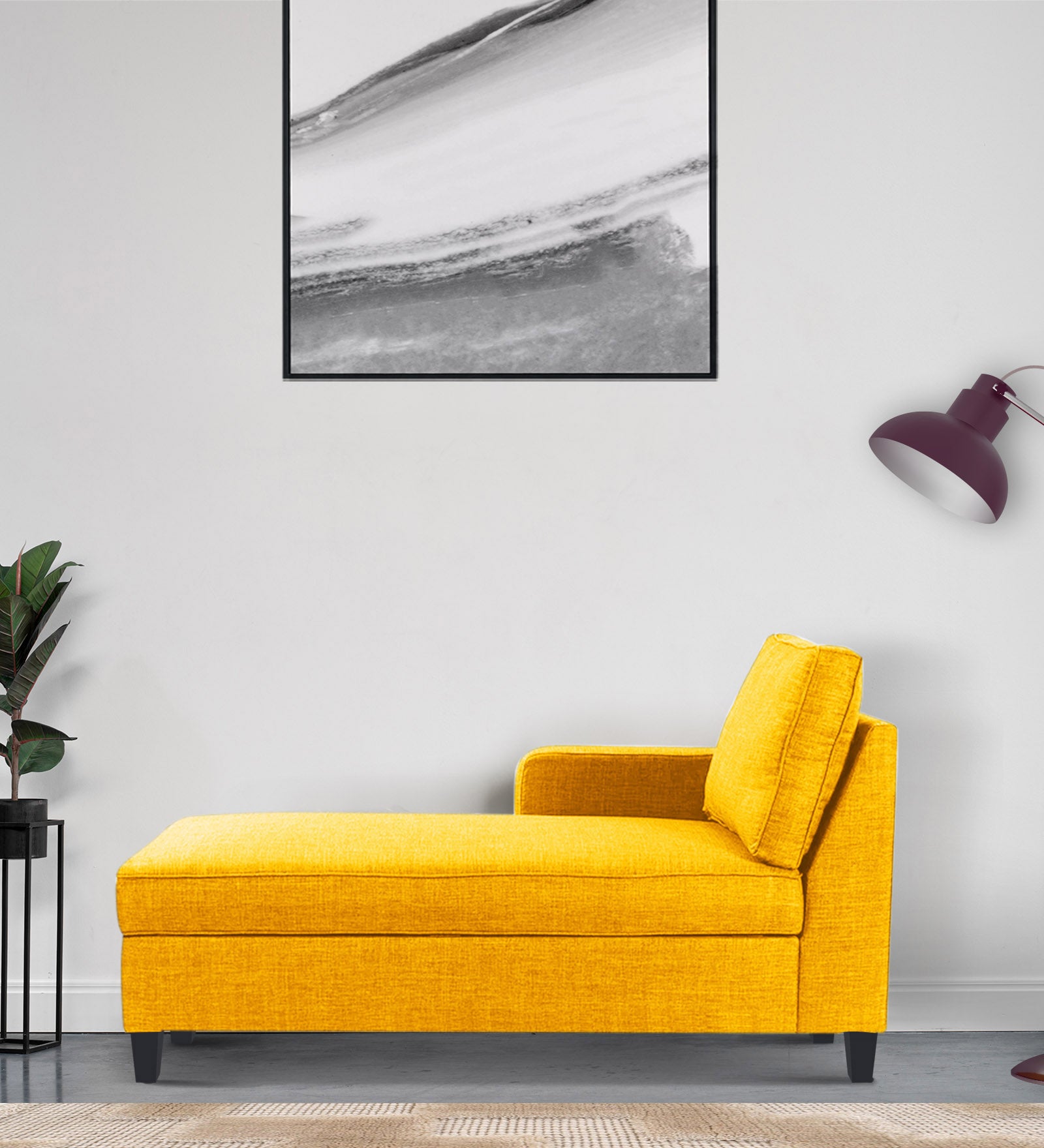 Harry Fabric LHS Chaise Lounger In Bold Yellow Colour - Febonic Living