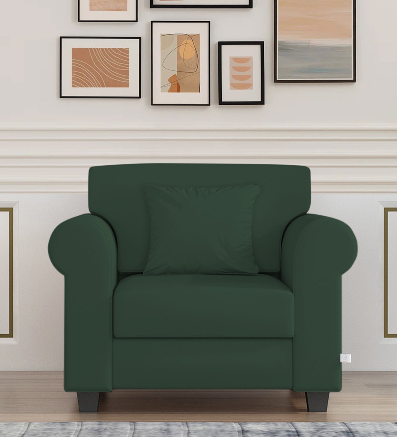 Numonk Velvet 1 Seater Sofa In Amazon Green Colour - Febonic Living