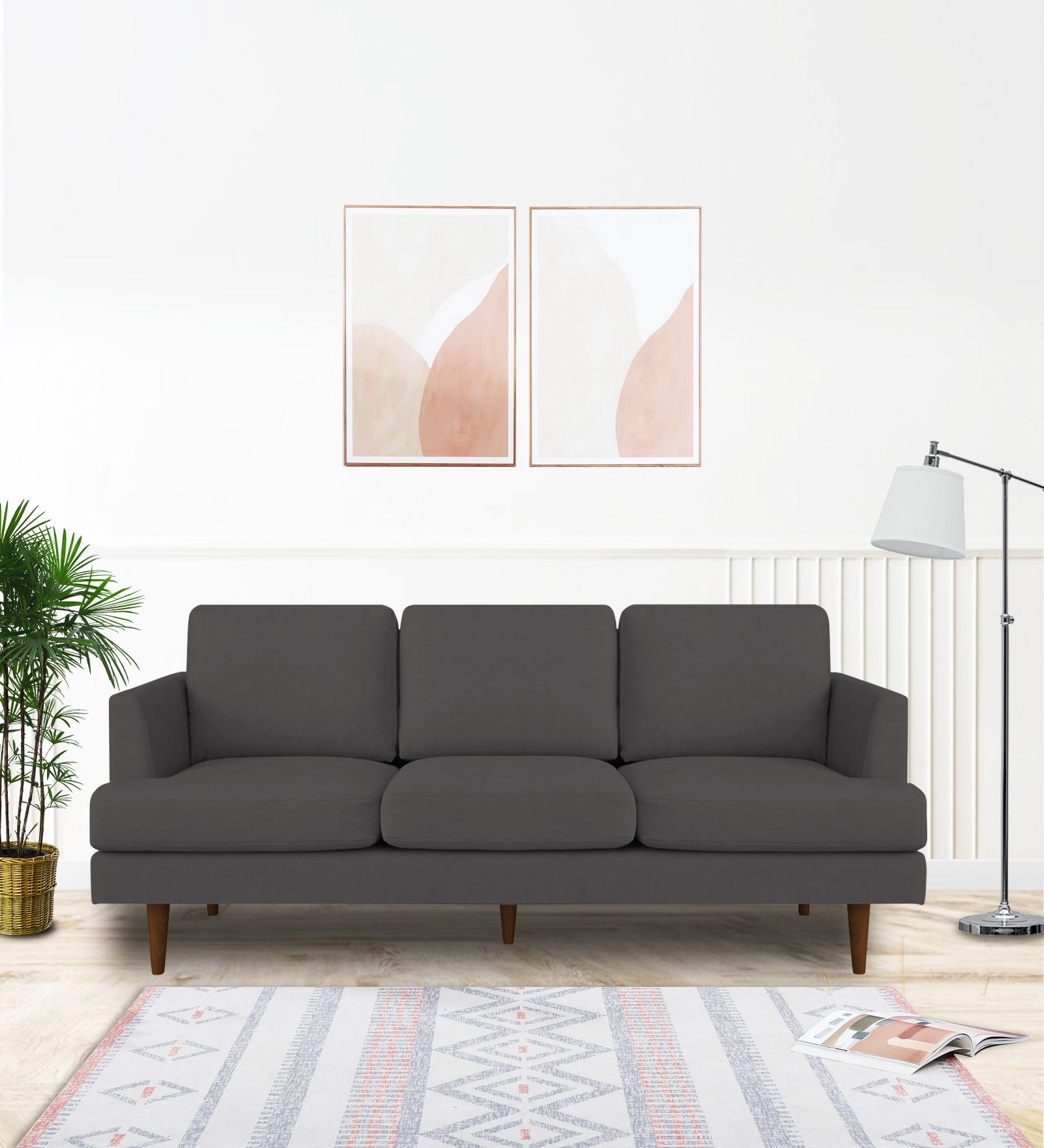 Motra Velvet 3 Seater Sofa in Davy grey Colour