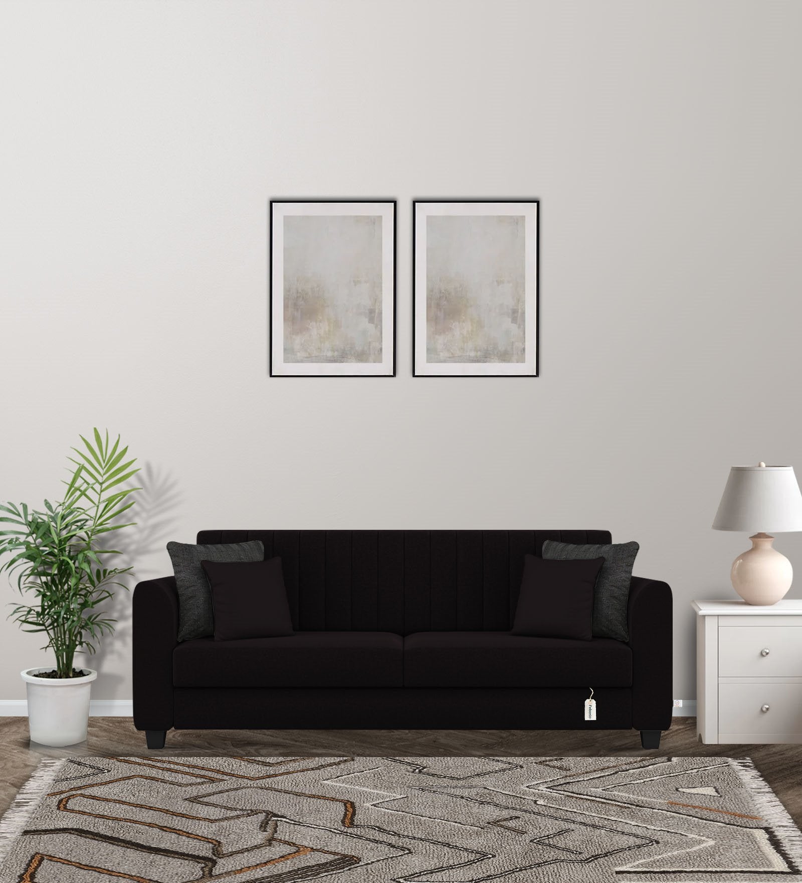 Cosmic Fabric 3 Seater Sofa In Cara Brown Colour - Febonic Living