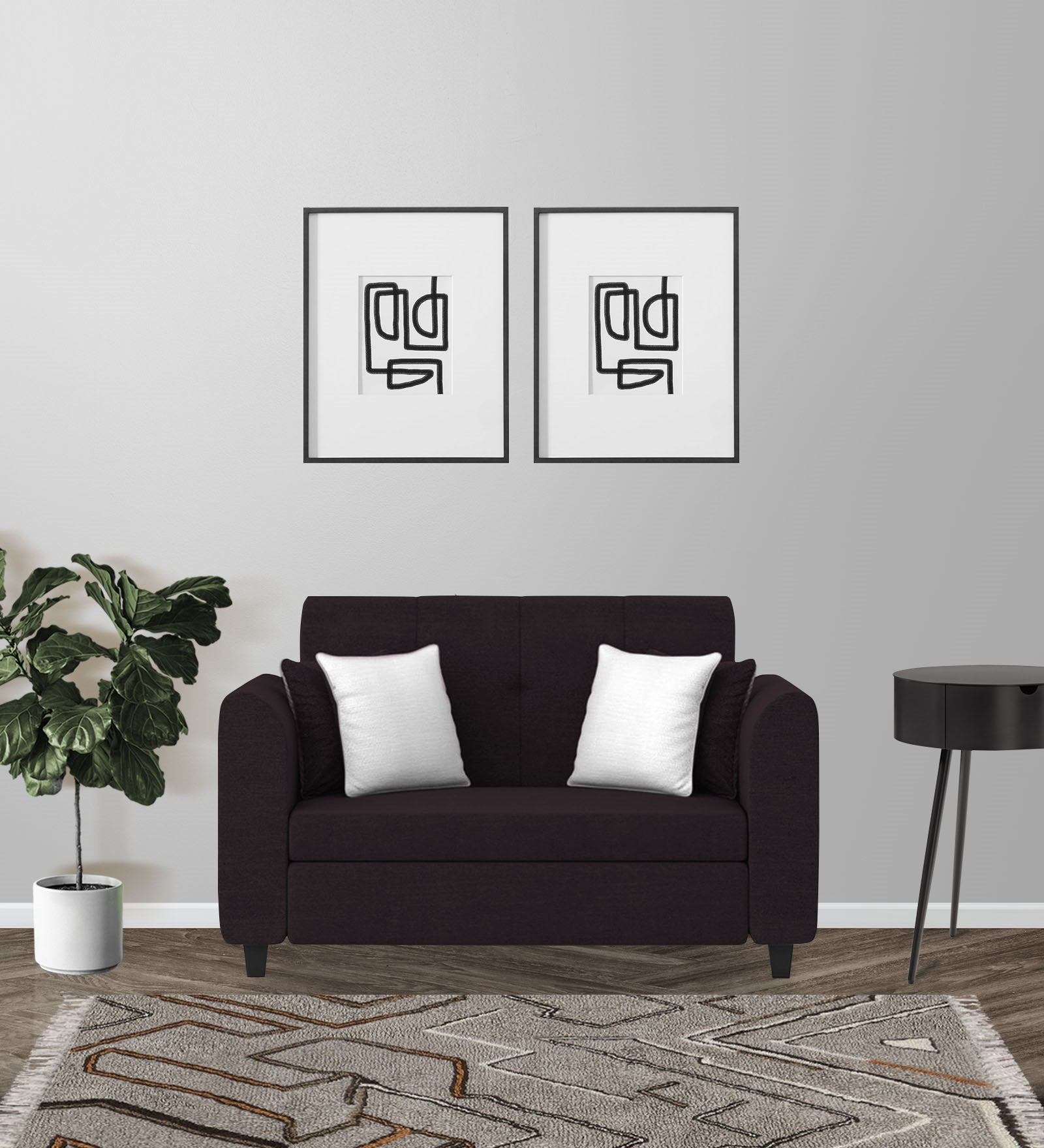 Denmark Fabric 2 Seater Sofa In Cara Brown Colour - Febonic Living