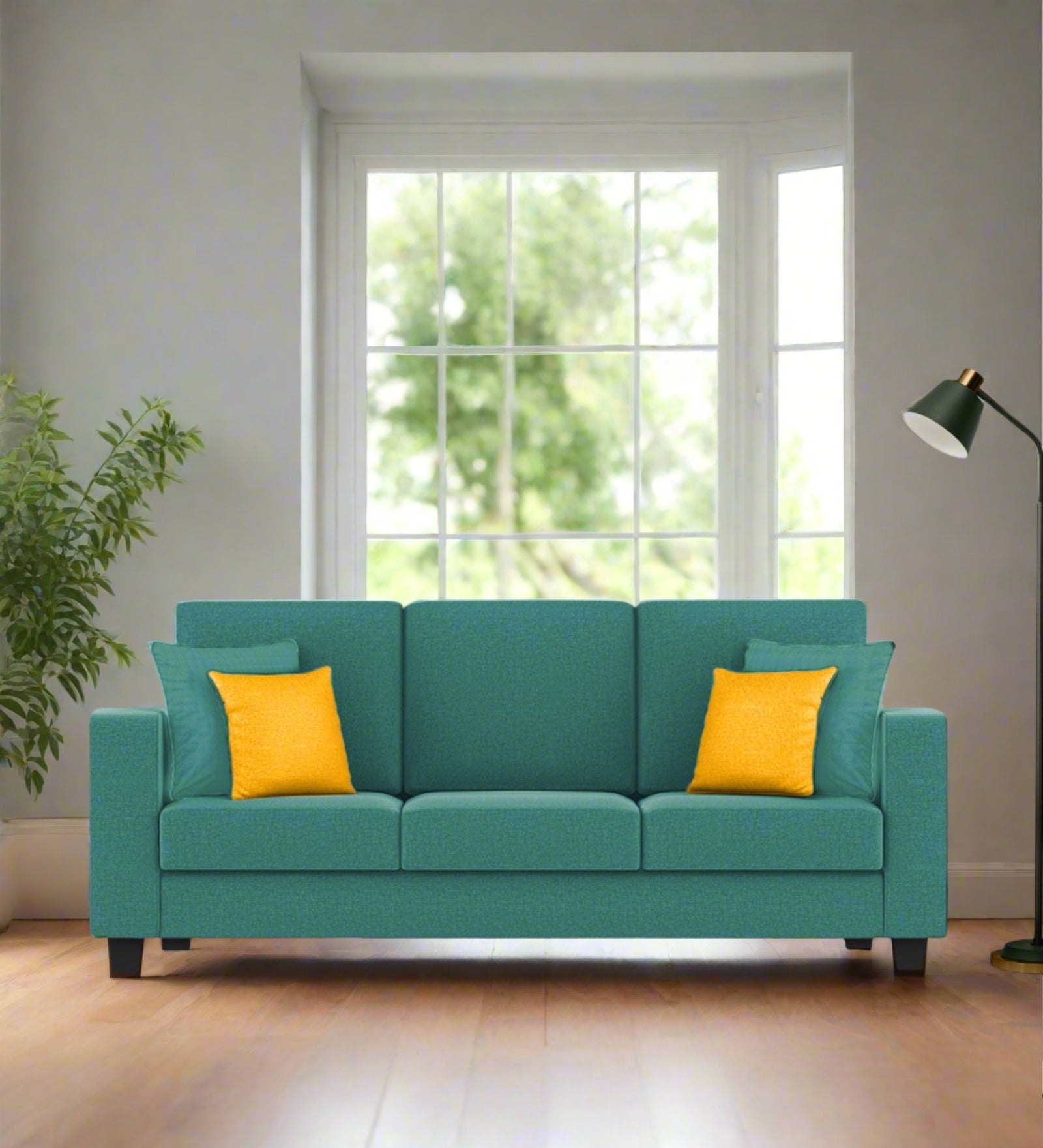 Nabi Fabric 3 Seater Sofa In Sea Green Colour - Febonic Living