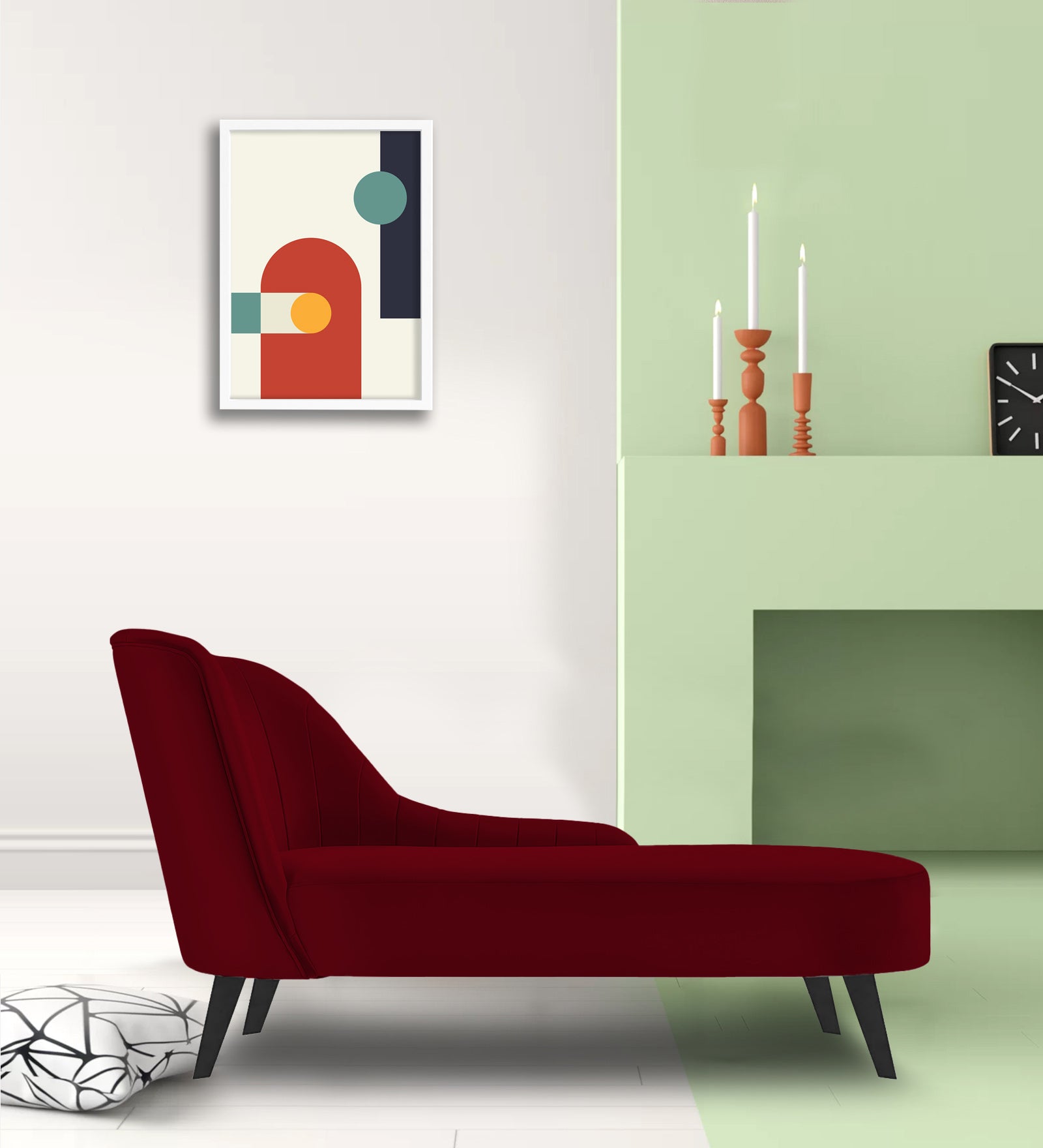 Flora Velvet RHS Chaise Lounger In Cherry Red Colour - Febonic Living