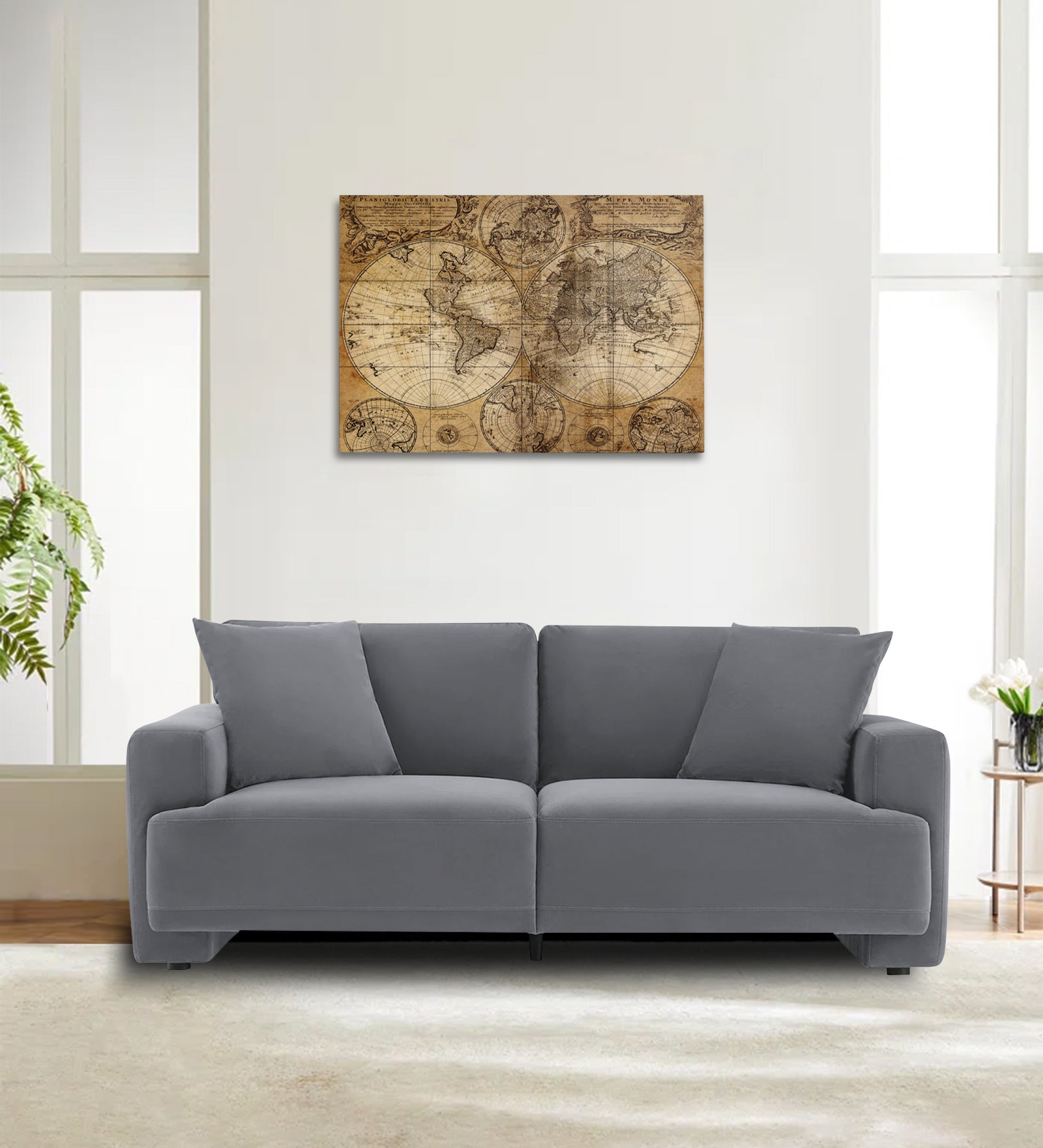 Kosta Velvet 2 Seater Sofa In Pubble Grey Colour - Febonic Living