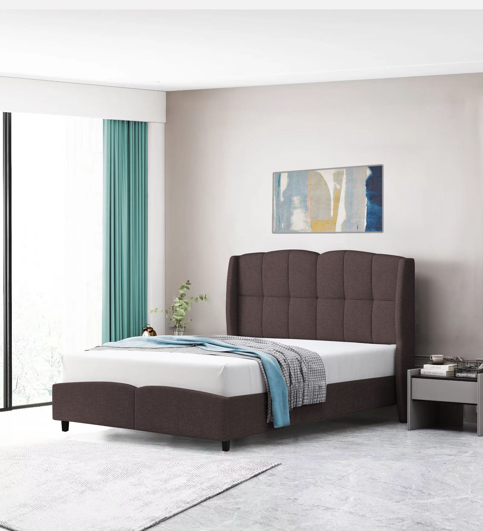 Jovi Velvet Single Size Bed In Mocha Brown In Colour - Febonic Living