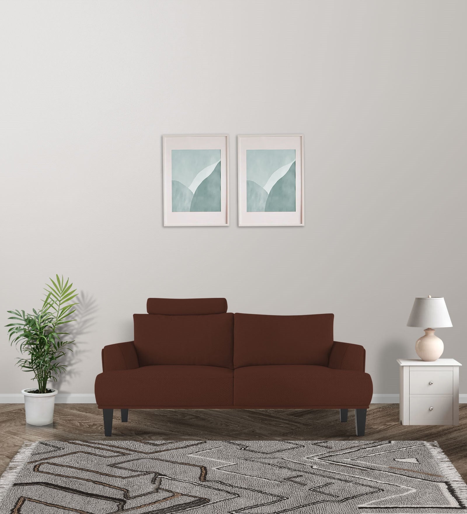 Como Fabric 2 Seater Sofa in Coffee Brown Colour