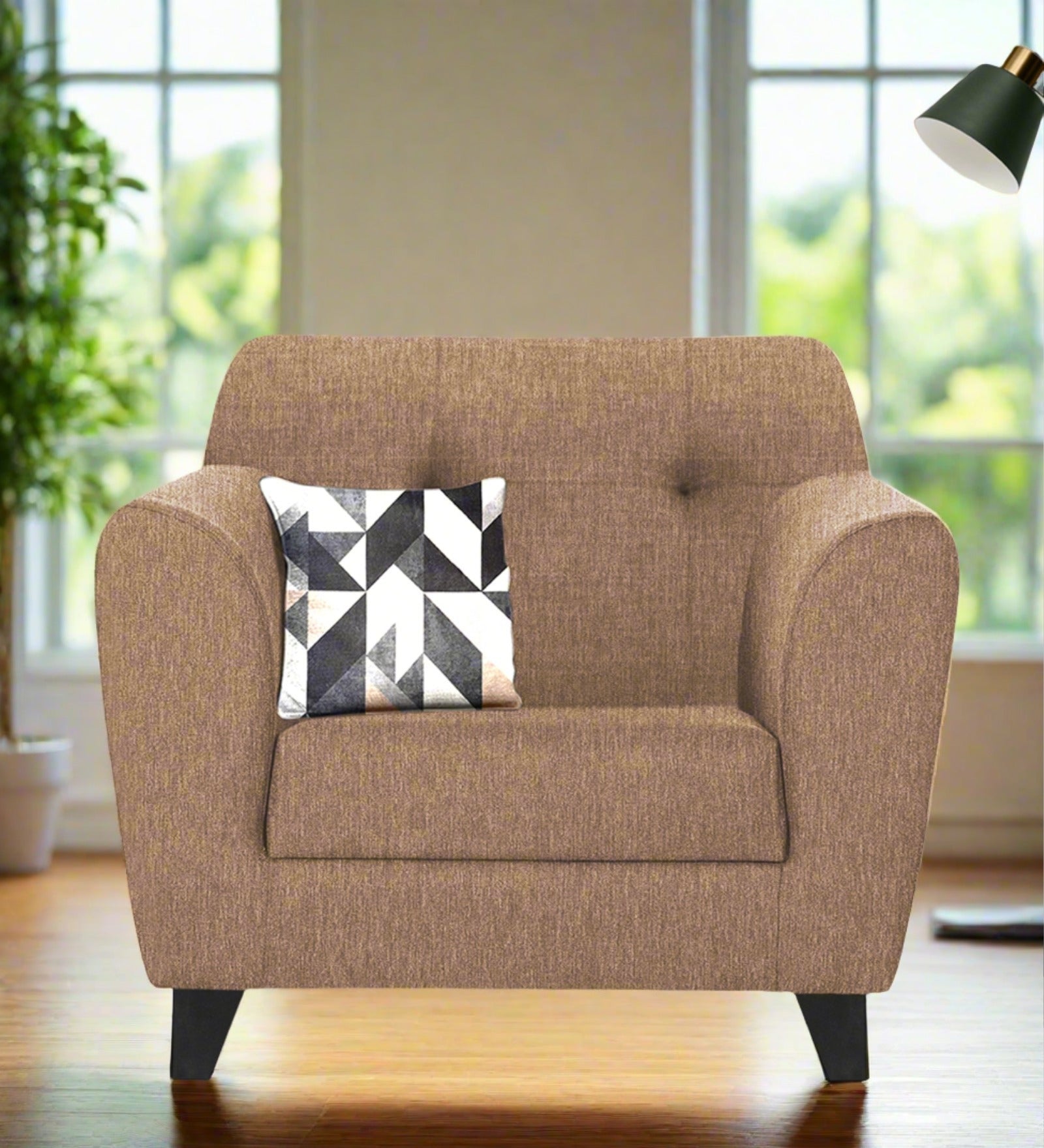 Melaan Fabric 1 Seater Sofa In Cosmic Beige Colour - Febonic Living