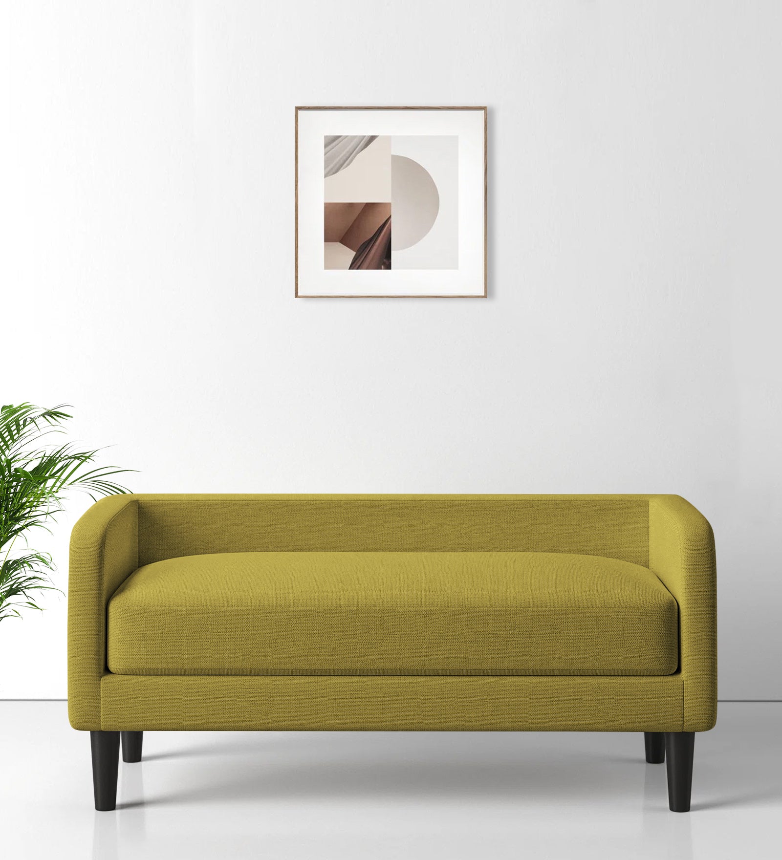 Maya Fabric Bench In Parrot Green Colour - Febonic Living