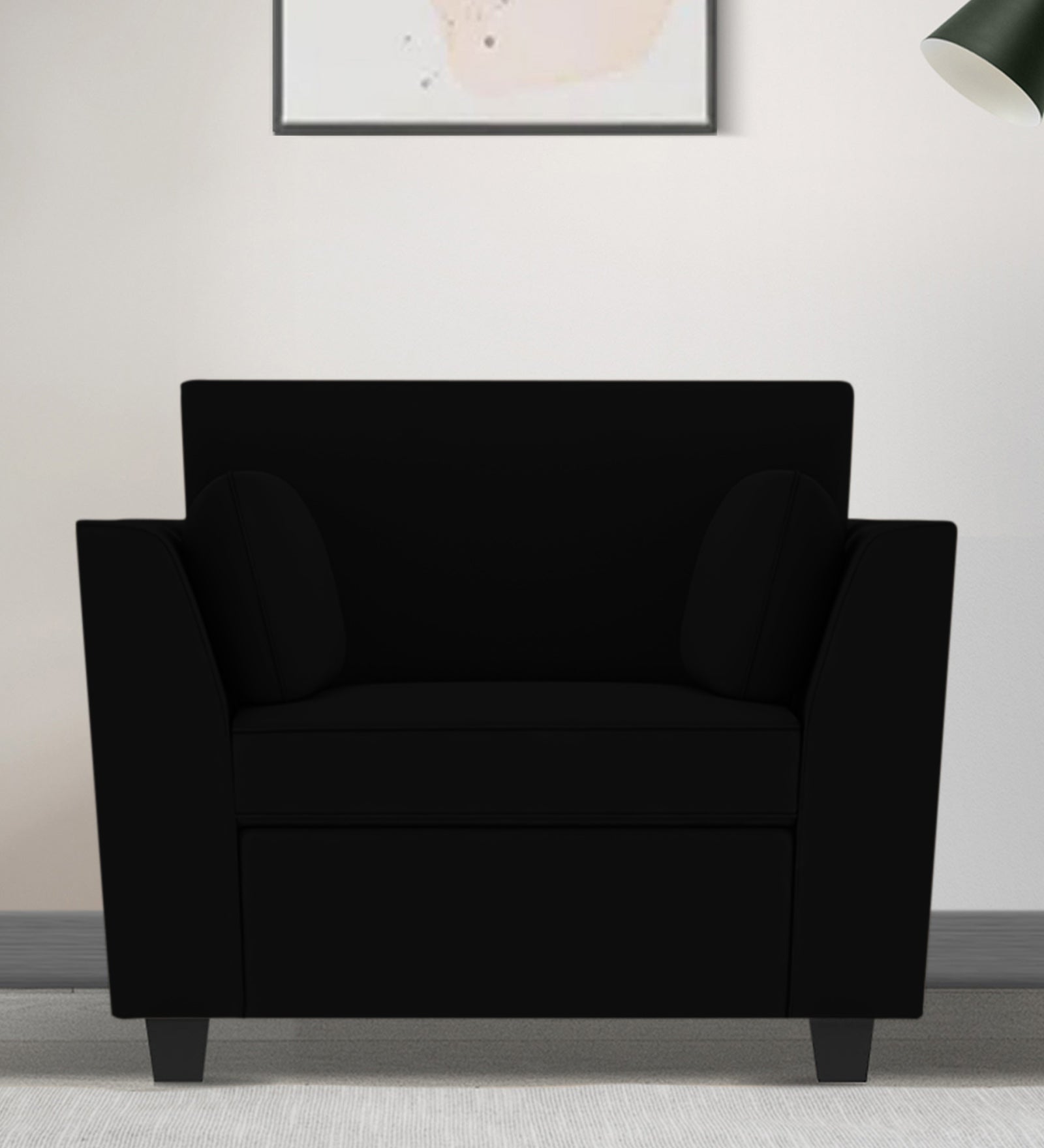 Bristo Velvet 1 Seater Sofa in Adam Black Colour With Storage
