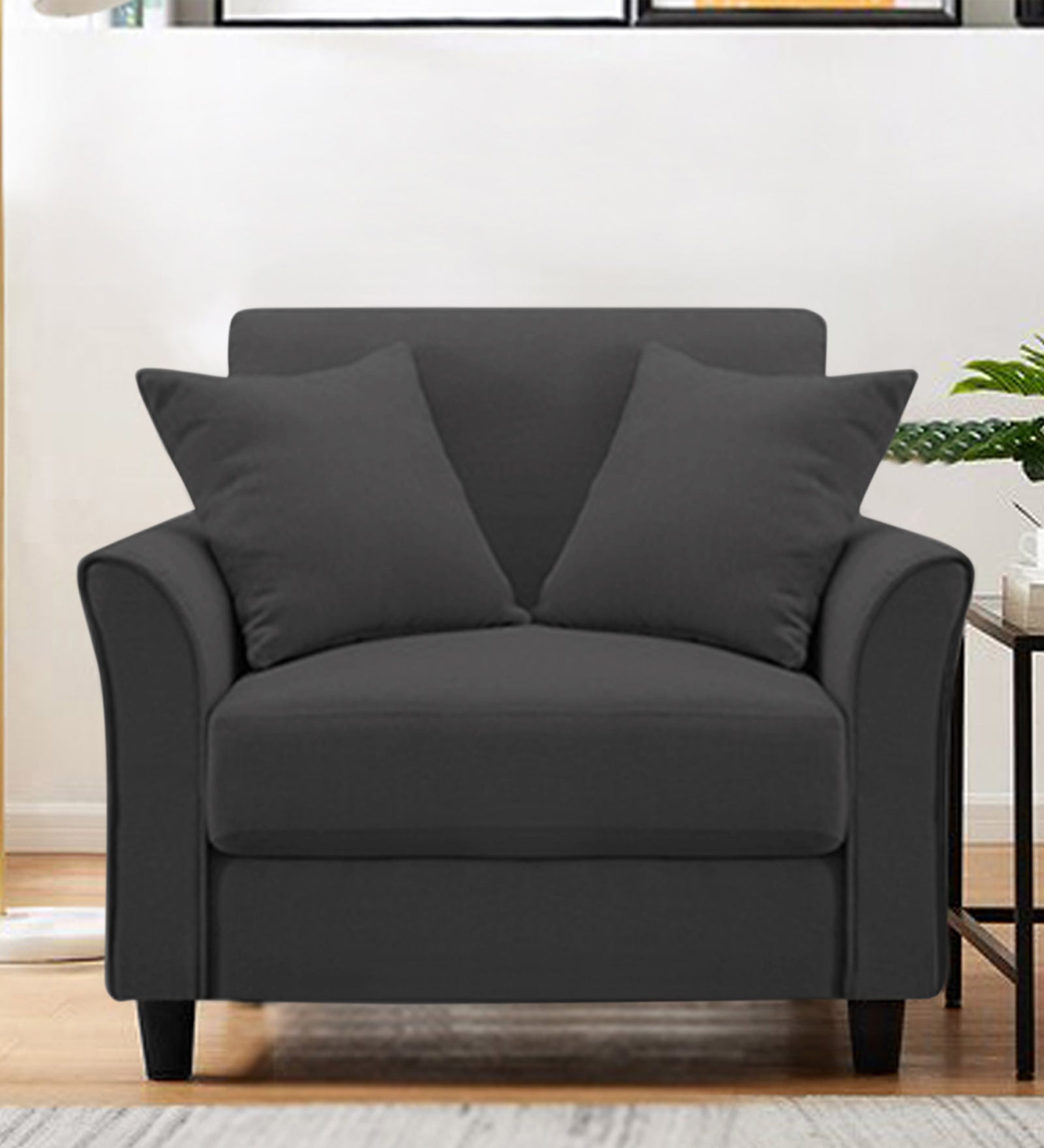 Daroo Velvet 1 Seater Sofa In Davy Grey Colour - Febonic Living