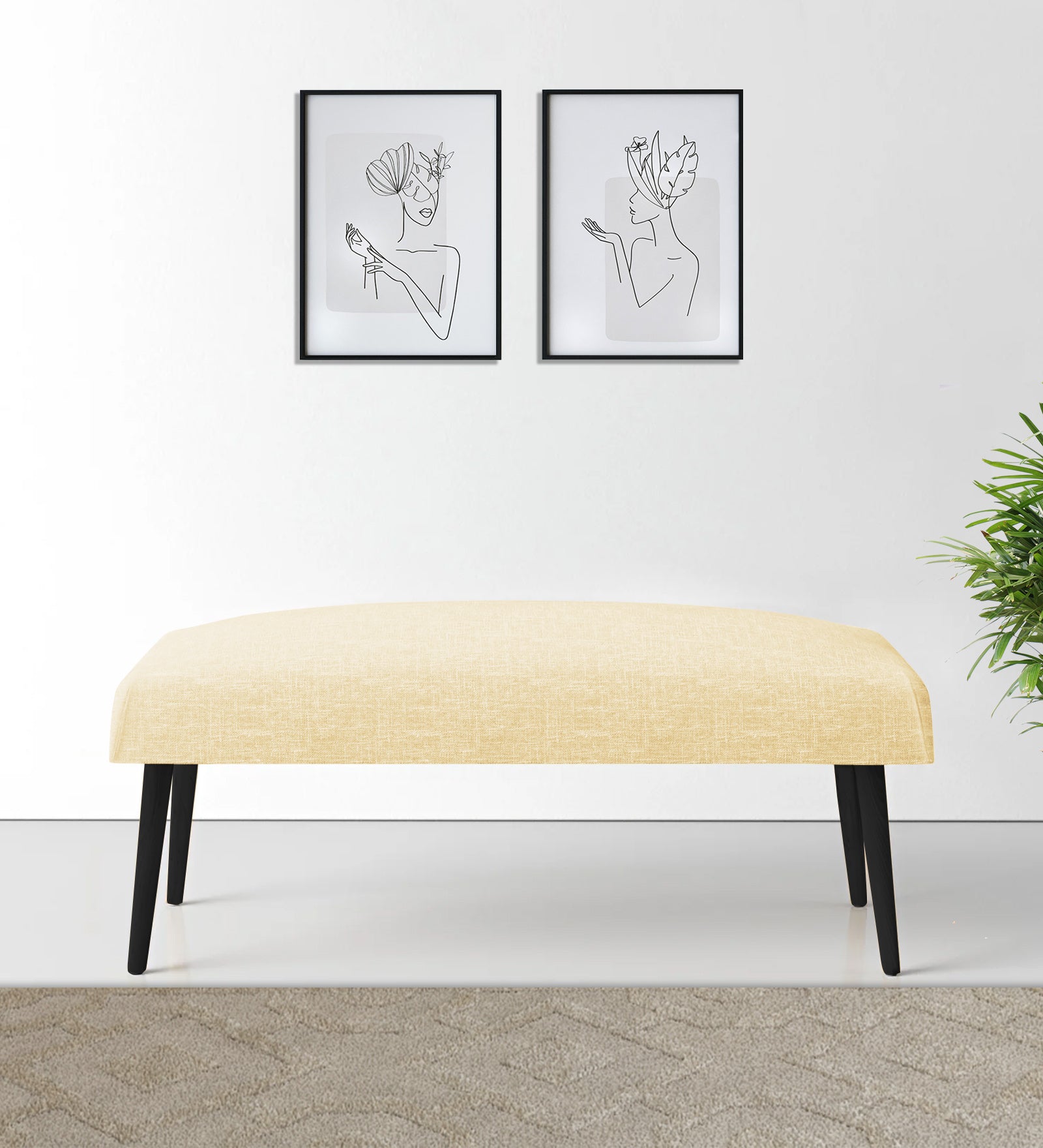 Adon Velvet Bench In Sandy Beige Colour - Febonic Living