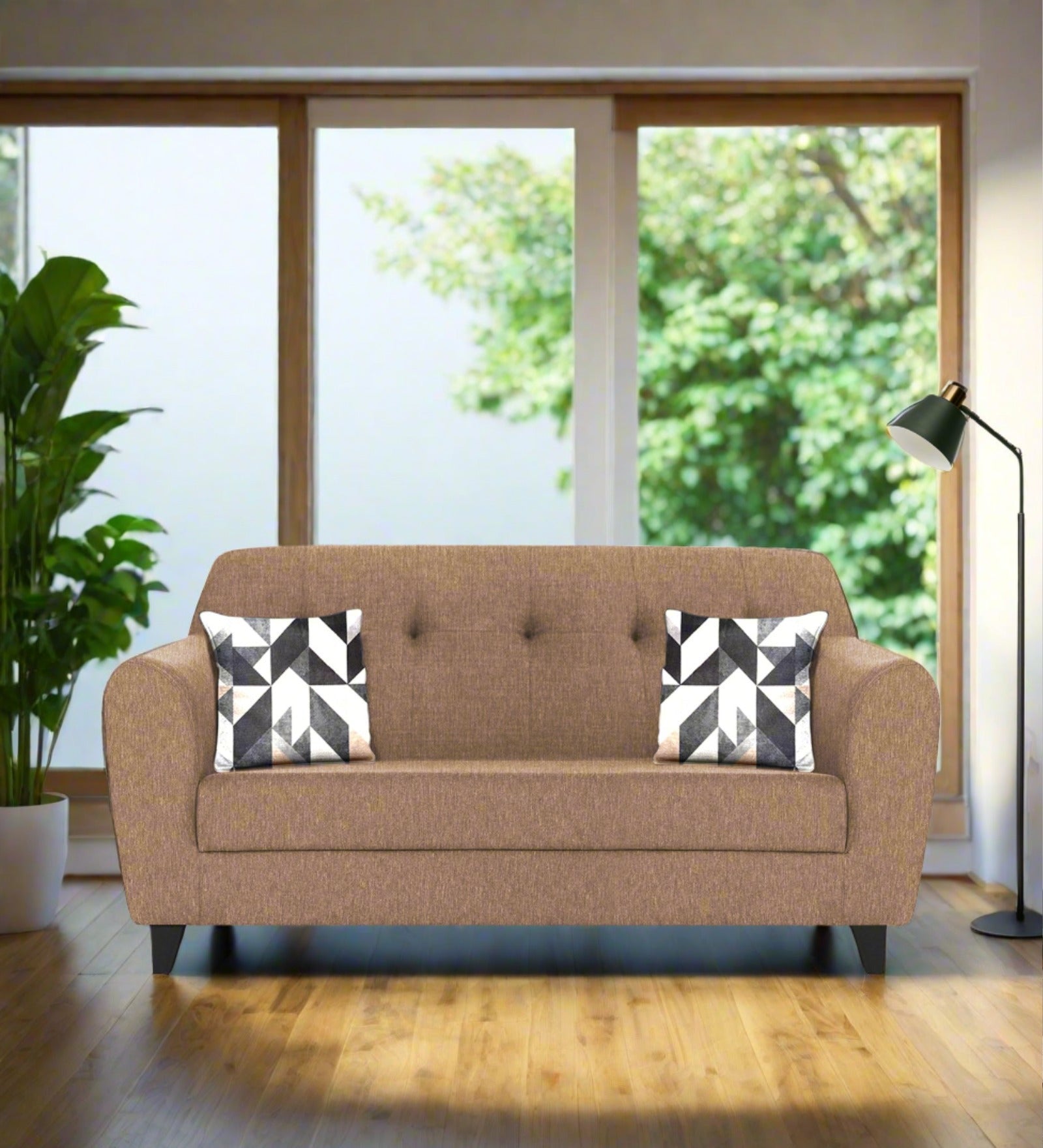 Melaan Fabric 2 Seater Sofa In Cosmic Beige Colour - Febonic Living