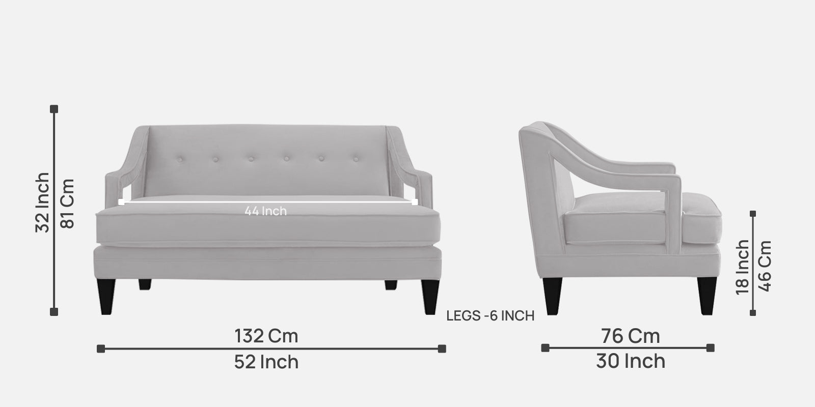 Daffy Velvet 2 Seater Sofa In Concrete Grey Colour - Febonic Living