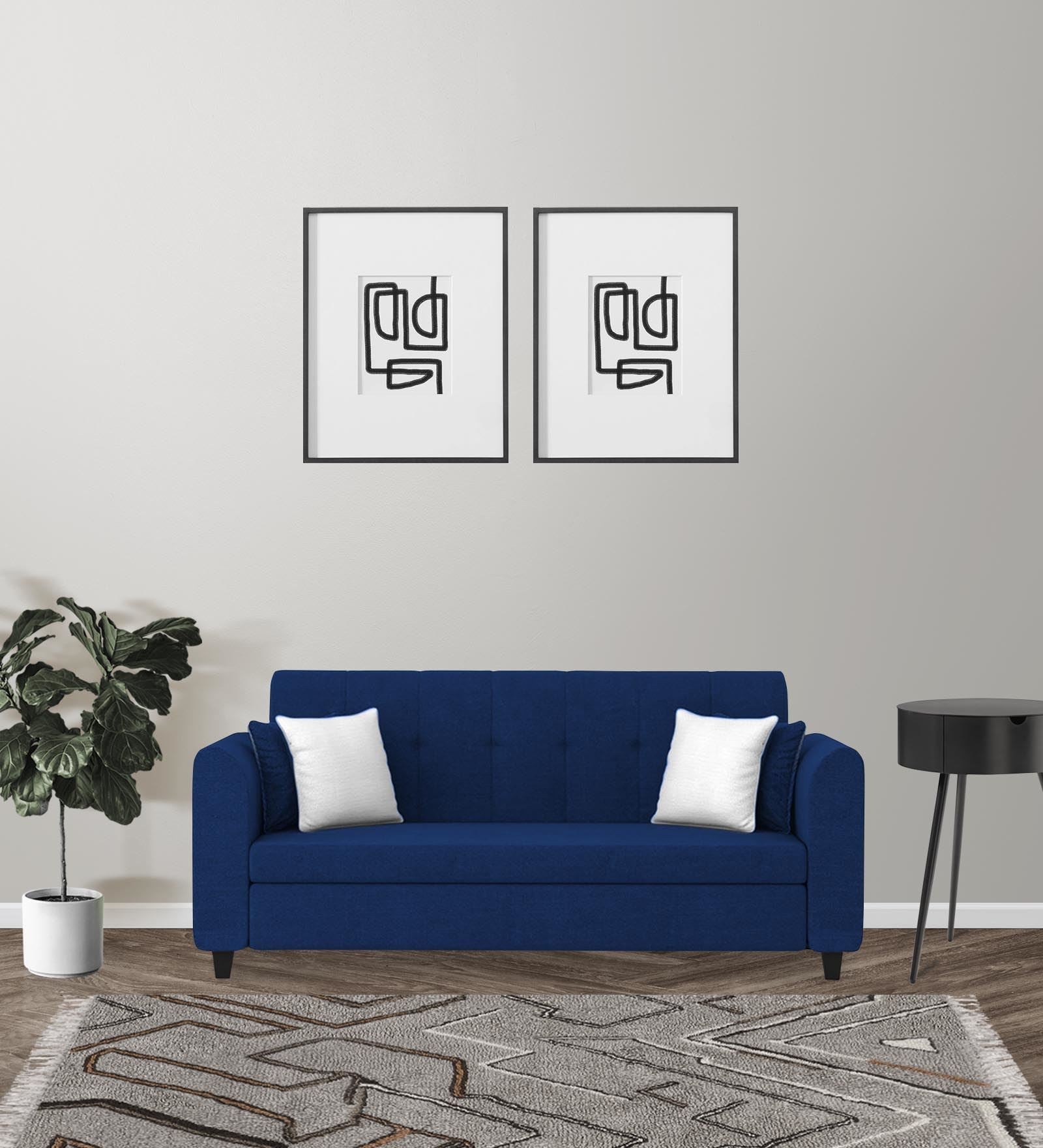 Denmark Fabric 3 Seater Sofa In Royal Blue Colour - Febonic Living