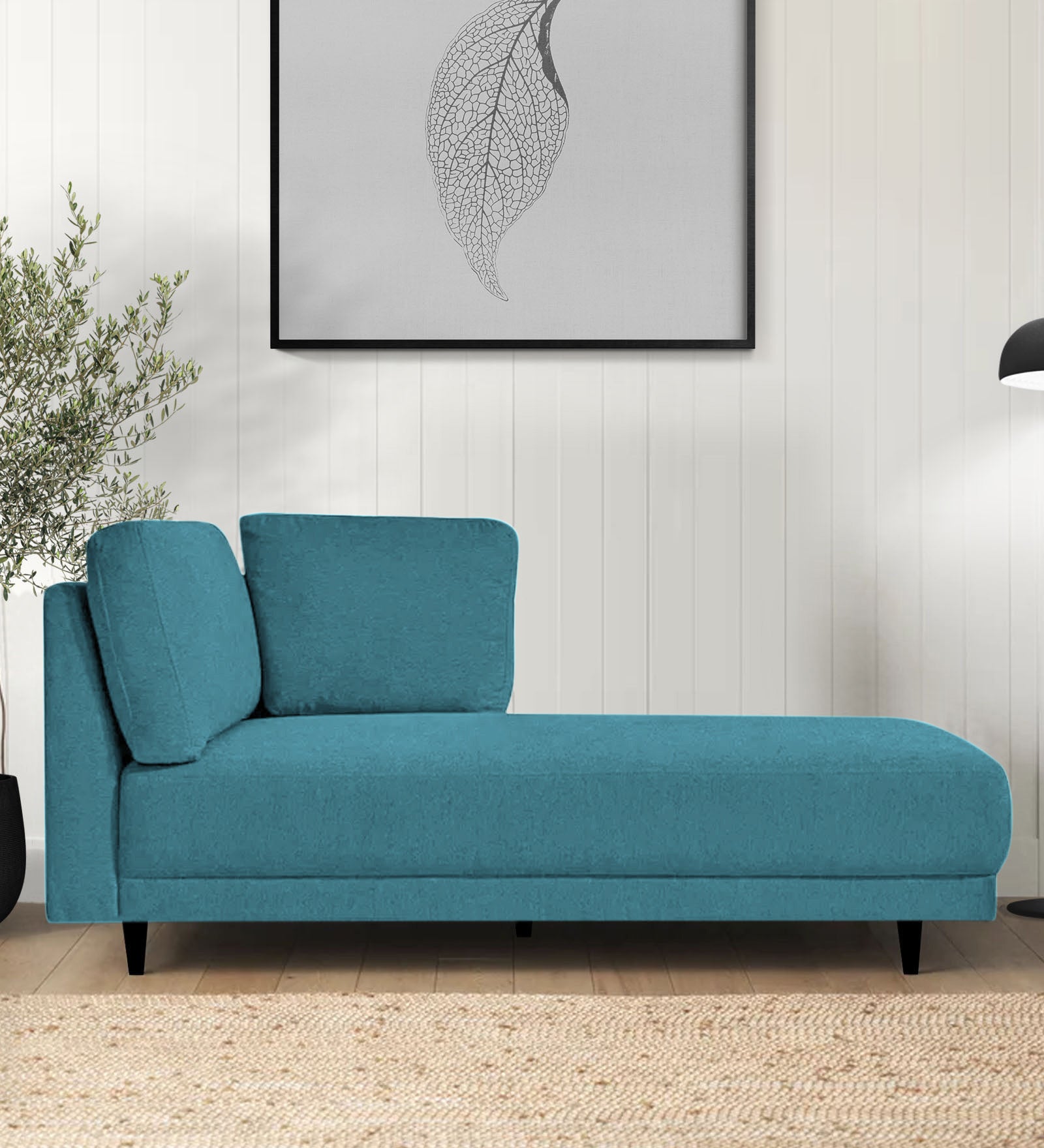 Jonze Velvet RHS Chaise Lounger In Aqua Blue Colour - Febonic Living
