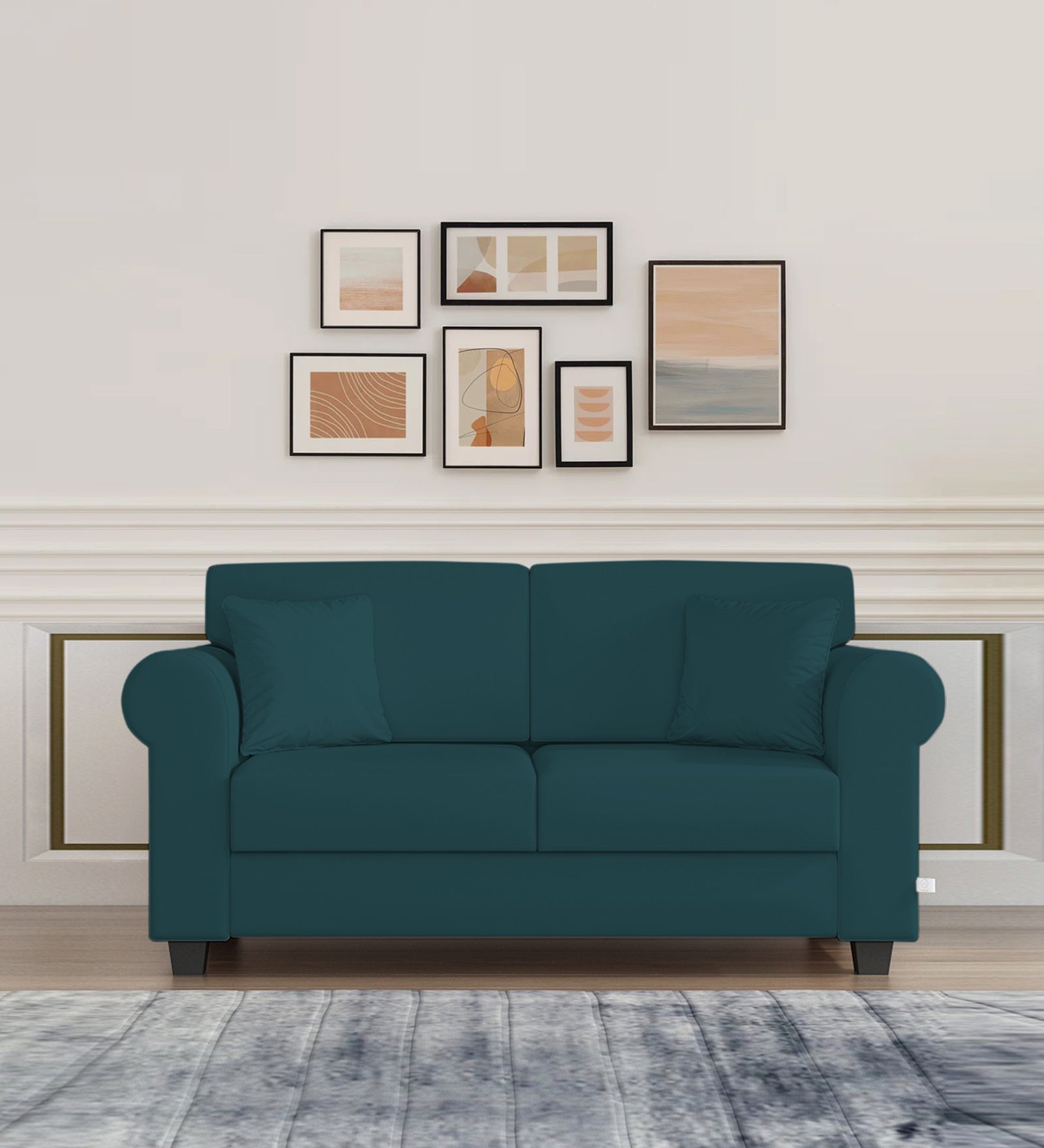 Numonk Velvet 2 Seater Sofa In Arabian Green Colour - Febonic Living