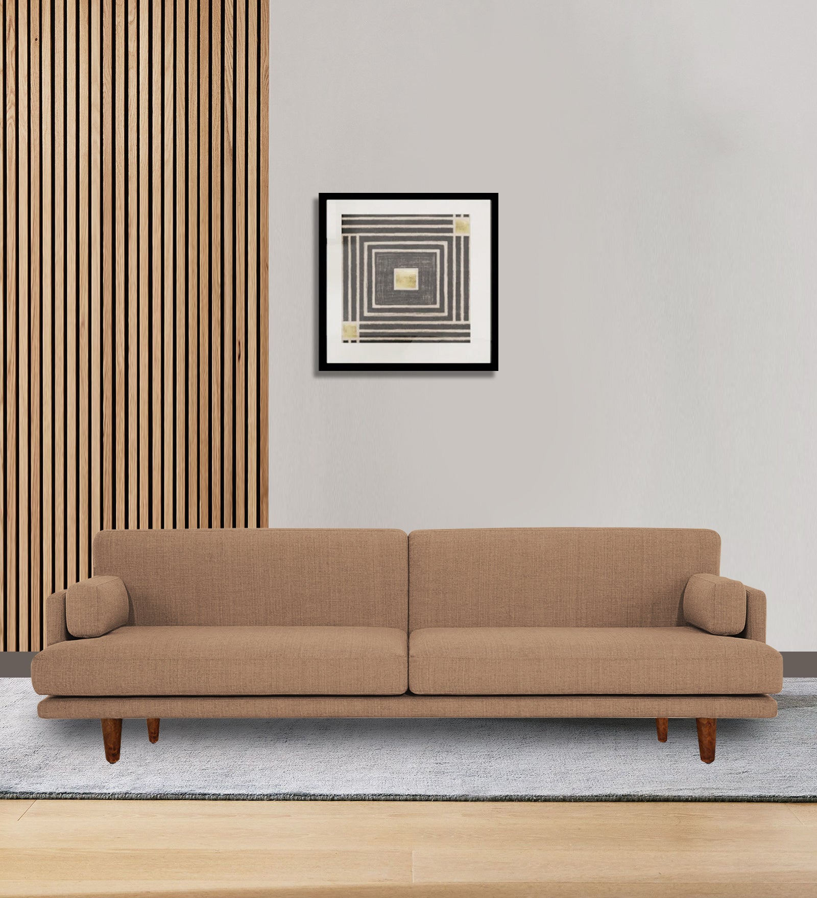 Ricky Fabric 3 Seater Sofa In Cosmic Beige Colour - Febonic Living