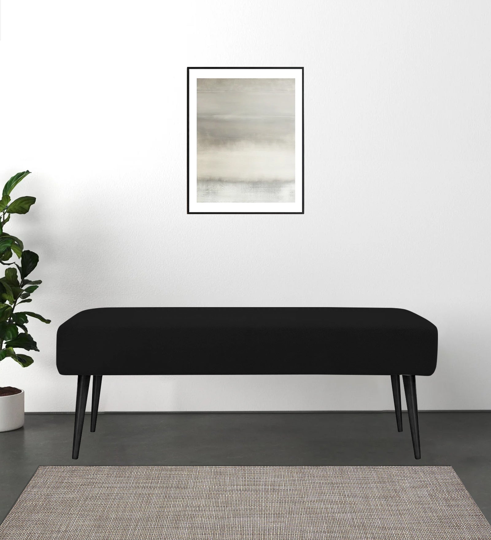 Orbit Fabric Bench In Zed Black Colour - Febonic Living