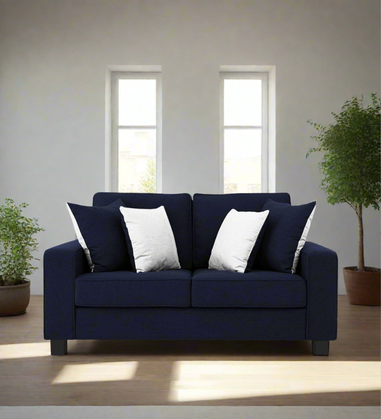 Ladybug Fabric 2 Seater Sofa In Royal Blue Colour - Febonic Living