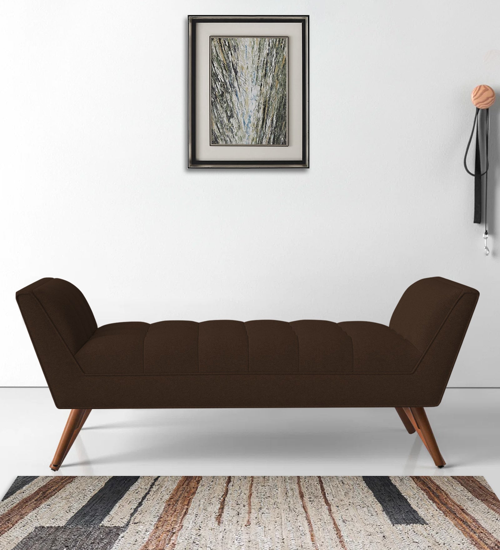 Cartes Velvet Bench In Cholocate Brown Colour - Febonic Living