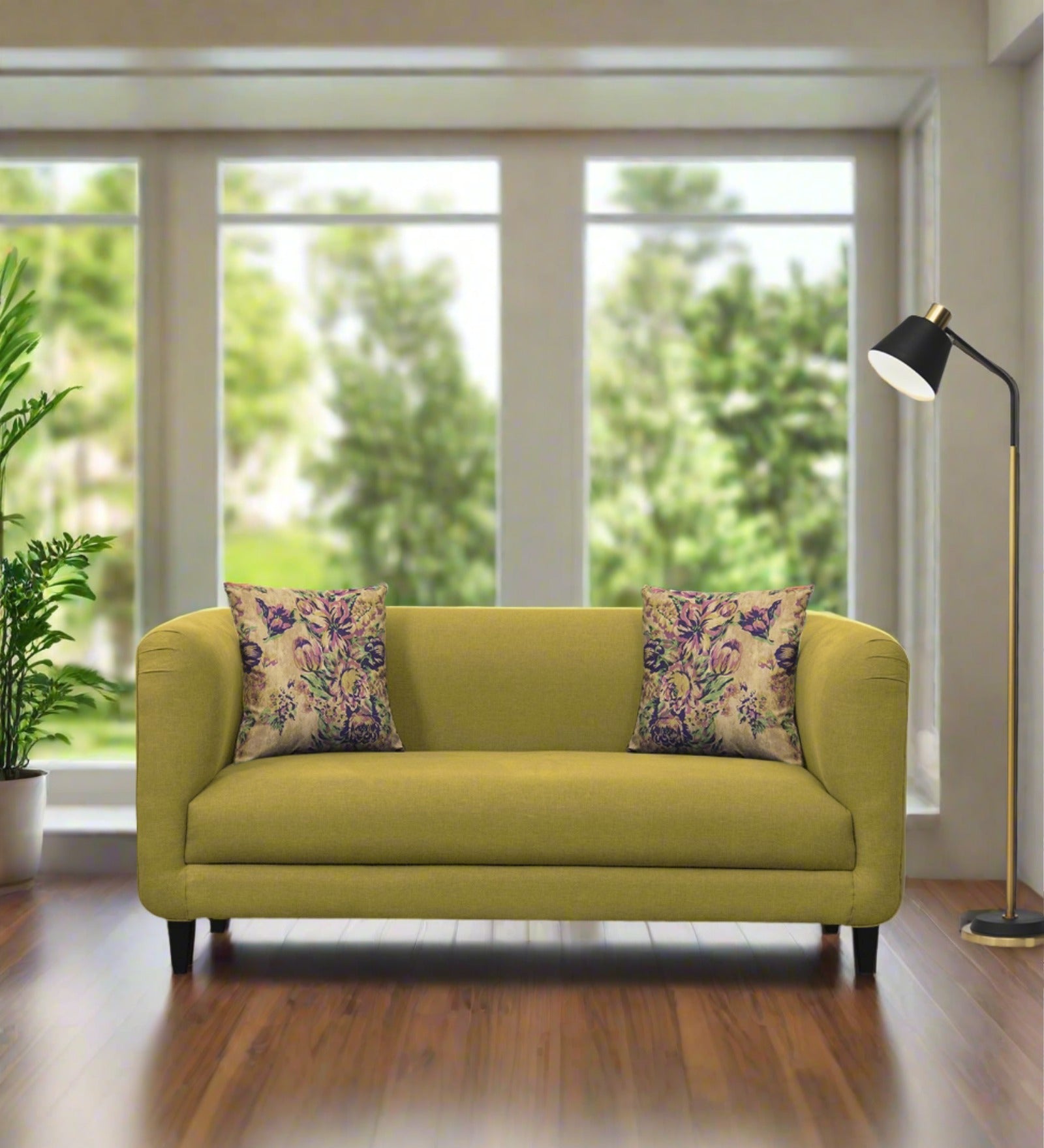 Niki Fabric 2 Seater Sofa In Parrot Green Colour - Febonic Living