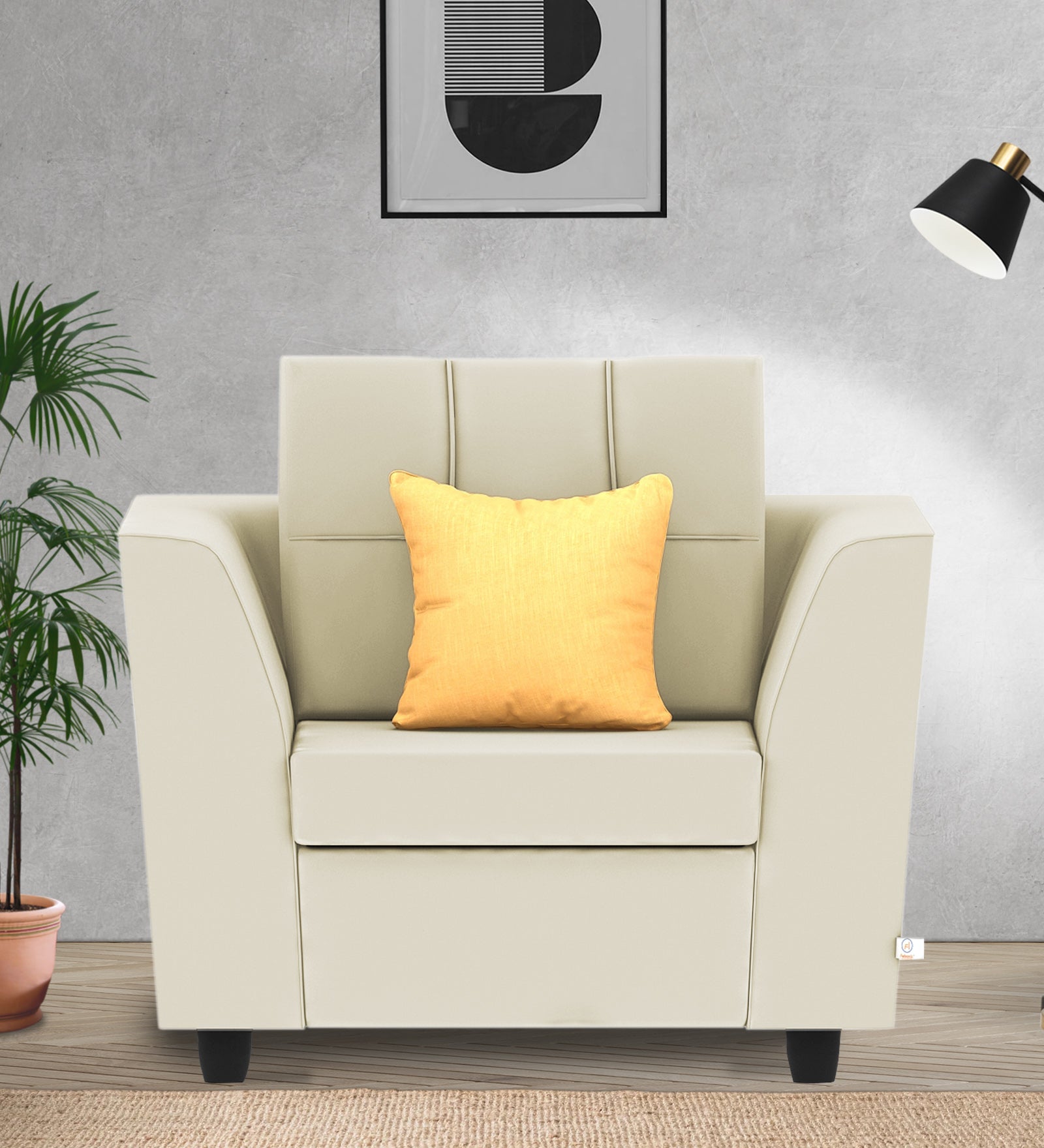 Nestin Velvet 1 Seater Sofa In Warm White Colour - Febonic Living