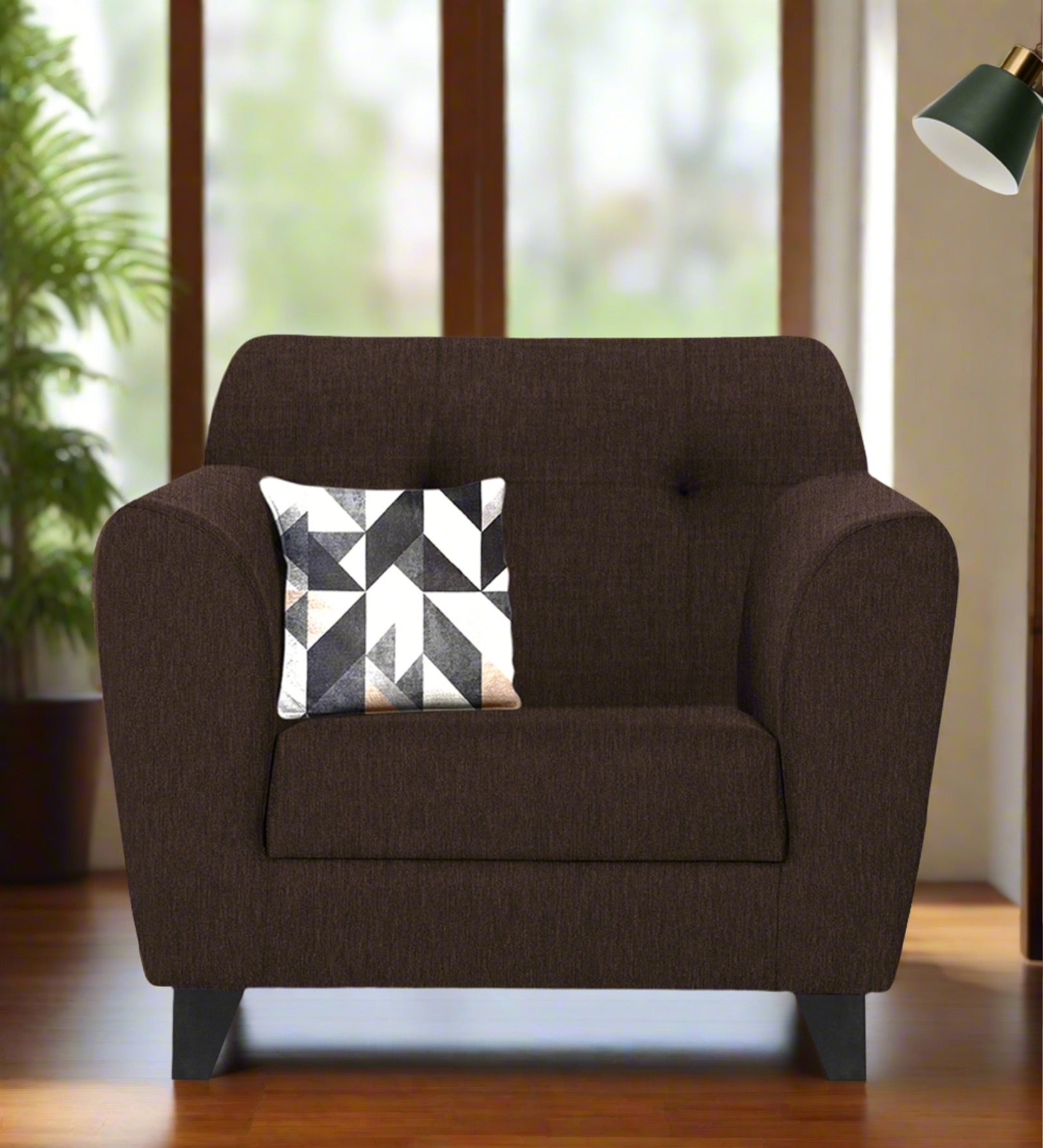 Melaan Fabric 1 Seater Sofa In Coffee Brown Colour - Febonic Living