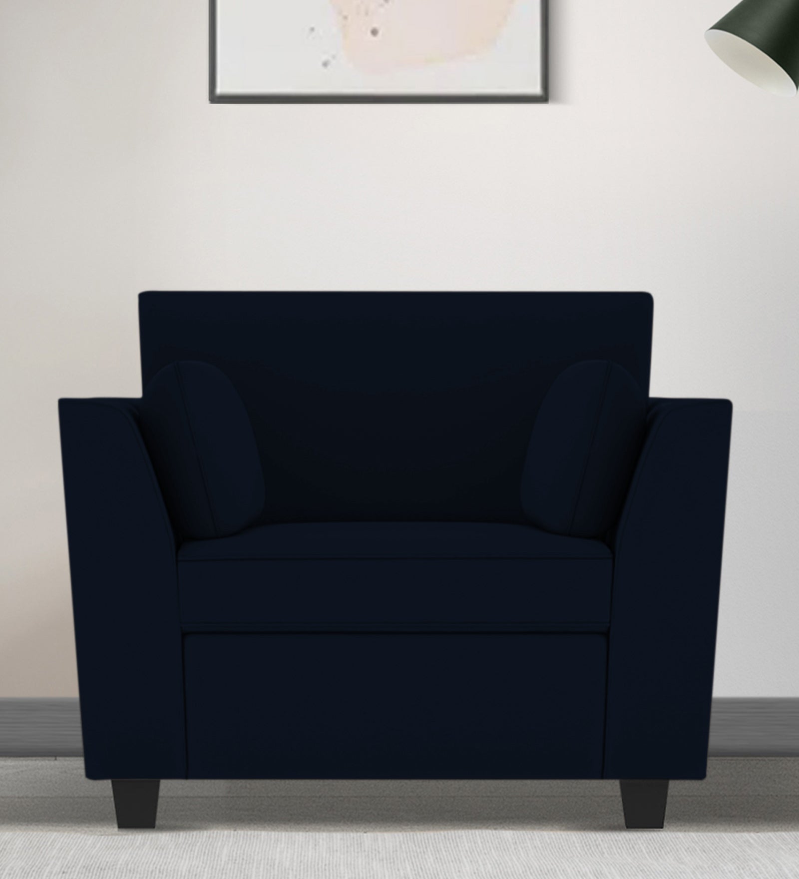 Bristo Velvet 1 Seater Sofa In Dark Blue Colour - Febonic Living