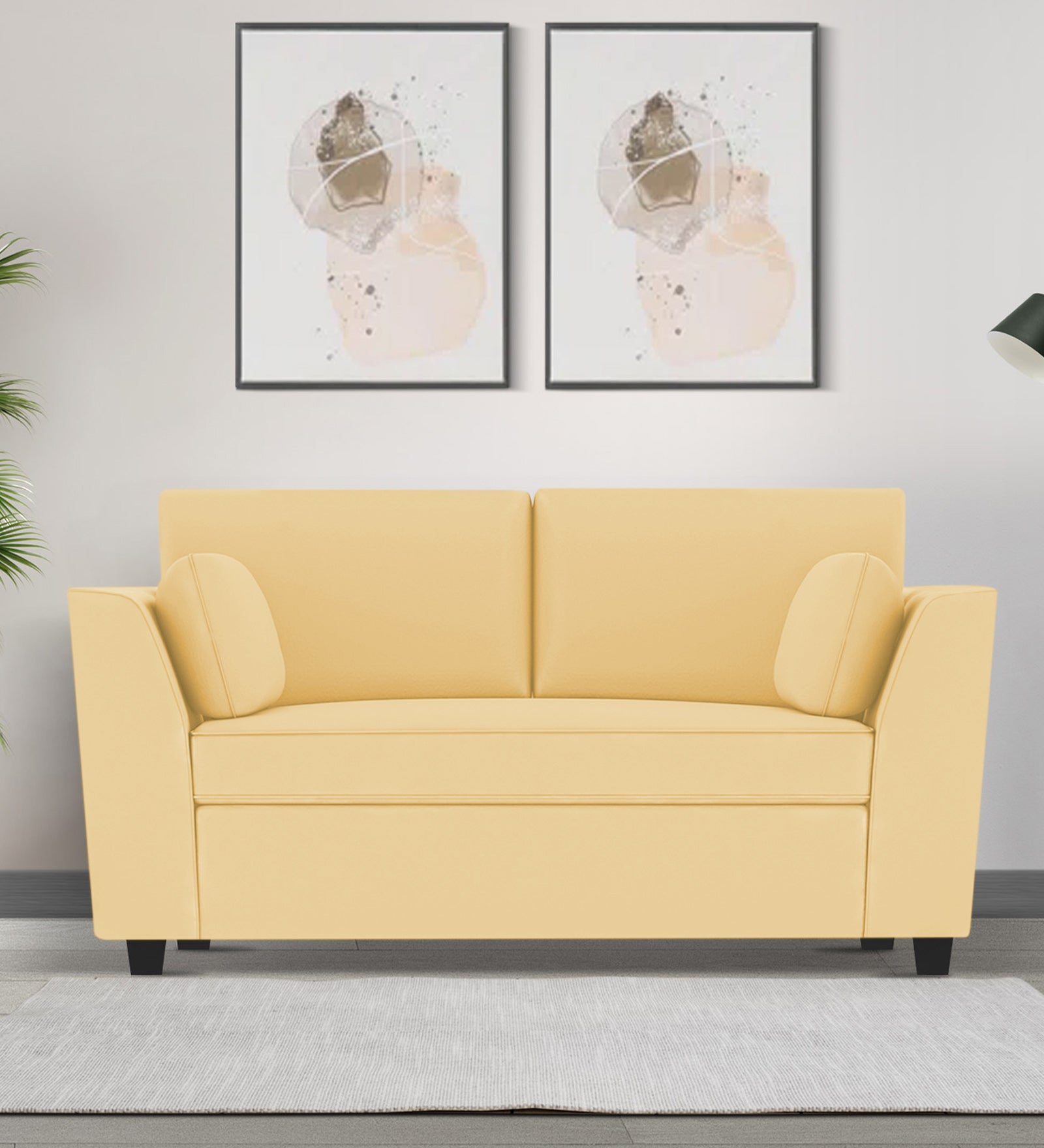 Bristo Velvet 2 Seater Sofa In Sandy Beige Colour - Febonic Living