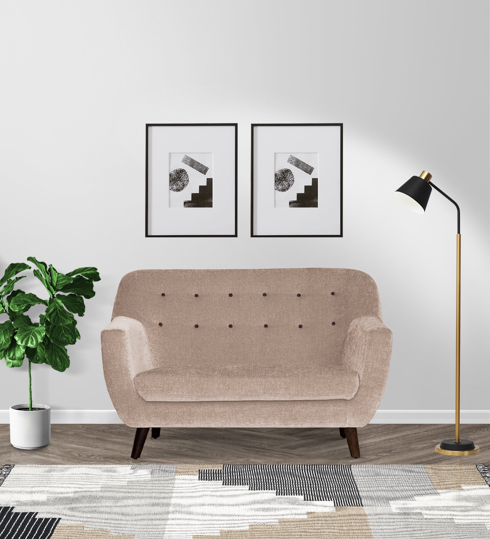 German Fabric 2 Seater Sofa In Kadhi Beige Colour - Febonic Living