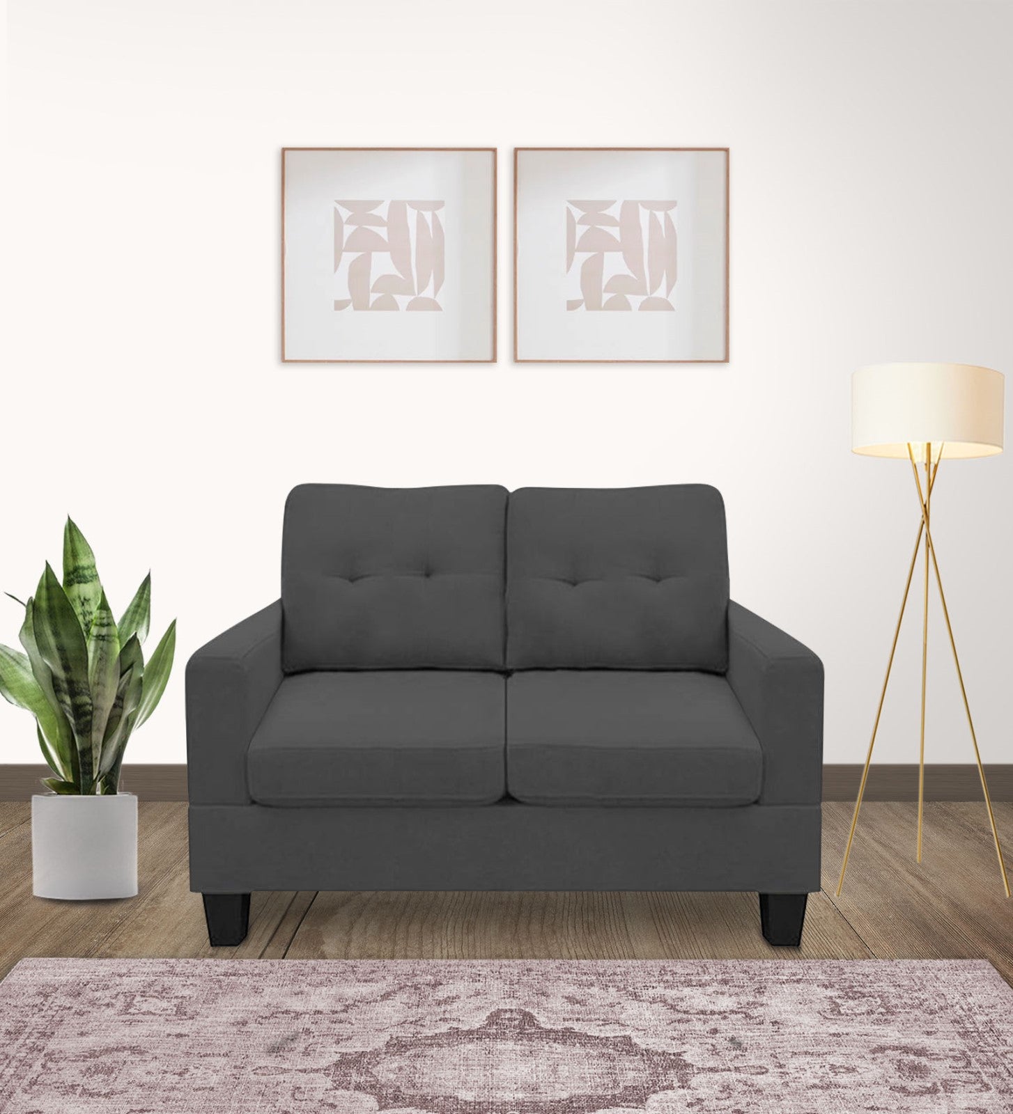 Thomas Fabric 2 Seater Sofa In Charcoal Grey Colour - Febonic Living