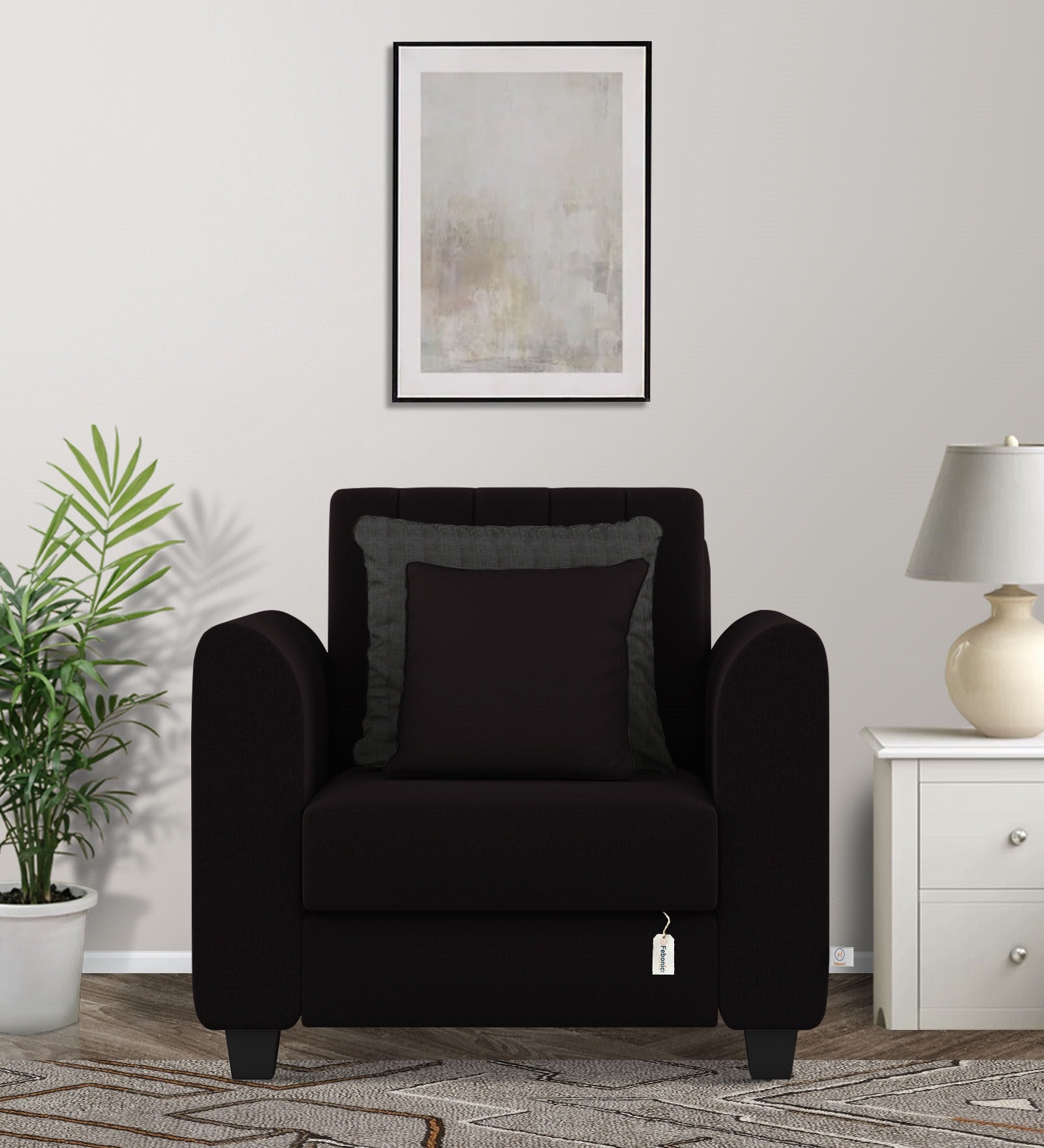 Cosmic Fabric 1 Seater Sofa In Cara Brown Colour - Febonic Living