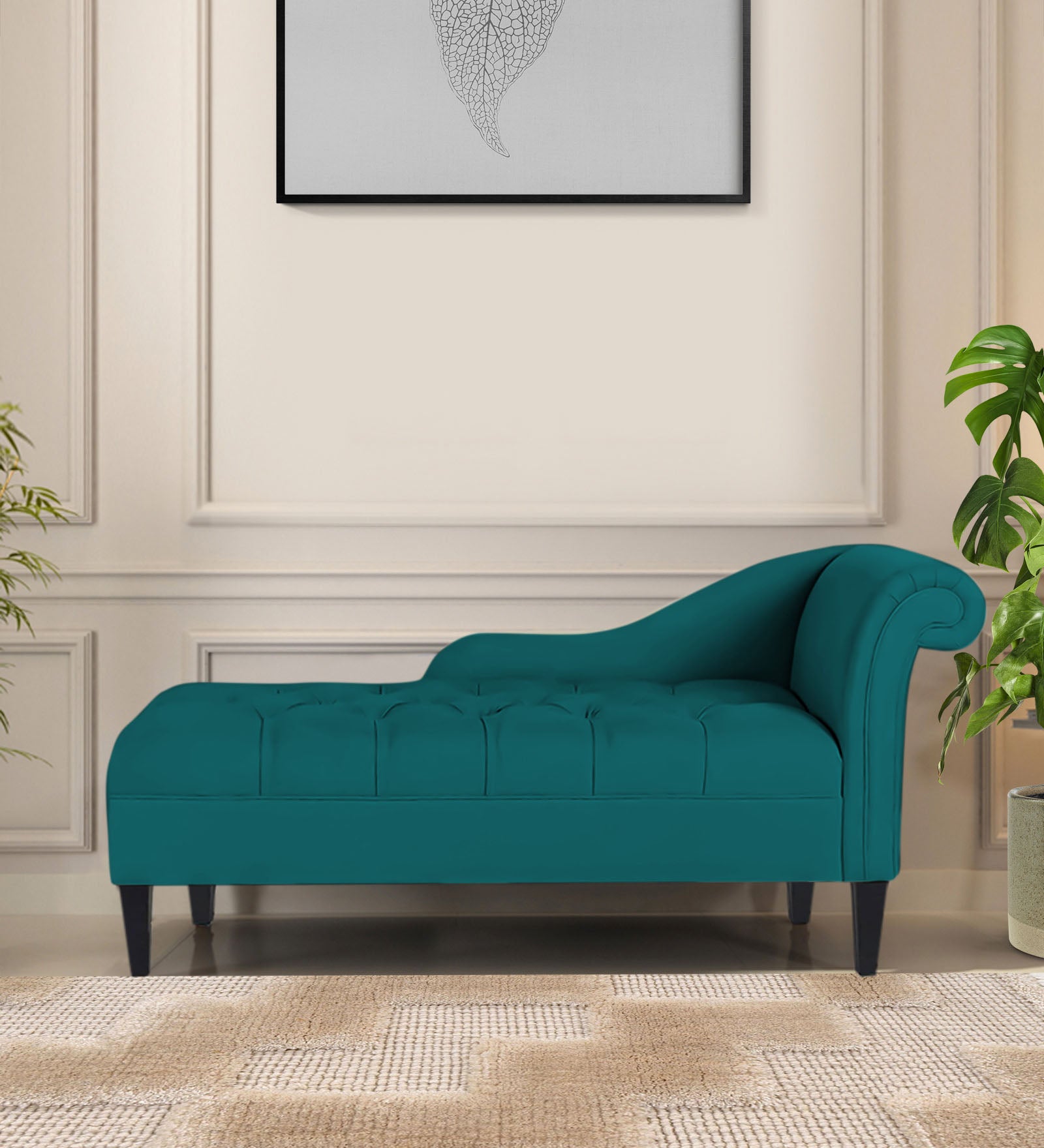 Adria Fabric LHS Chaise Lounger In Sea Green Colour - Febonic Living