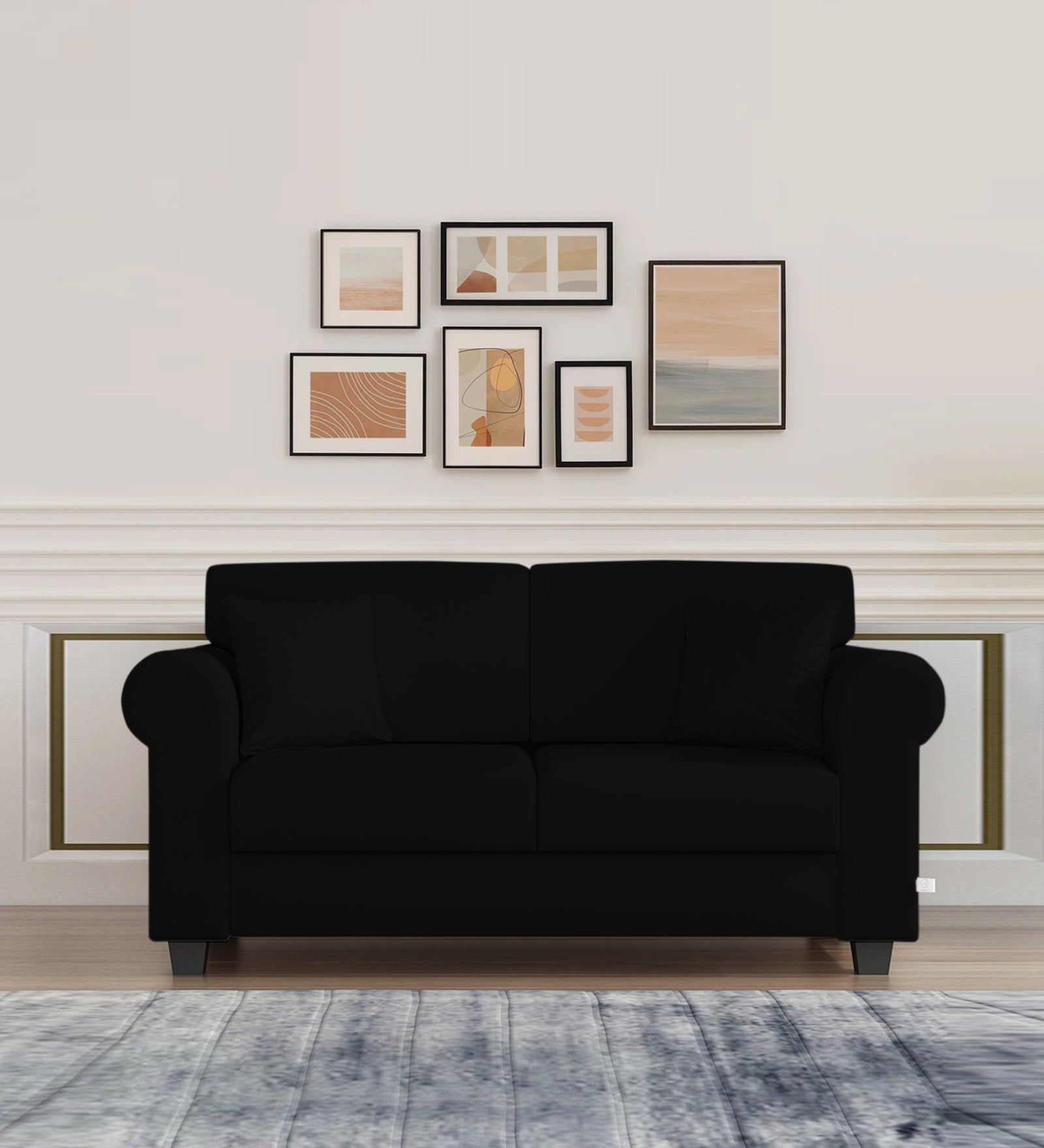 Numonk Velvet 2 Seater Sofa In Adam Black Colour - Febonic Living