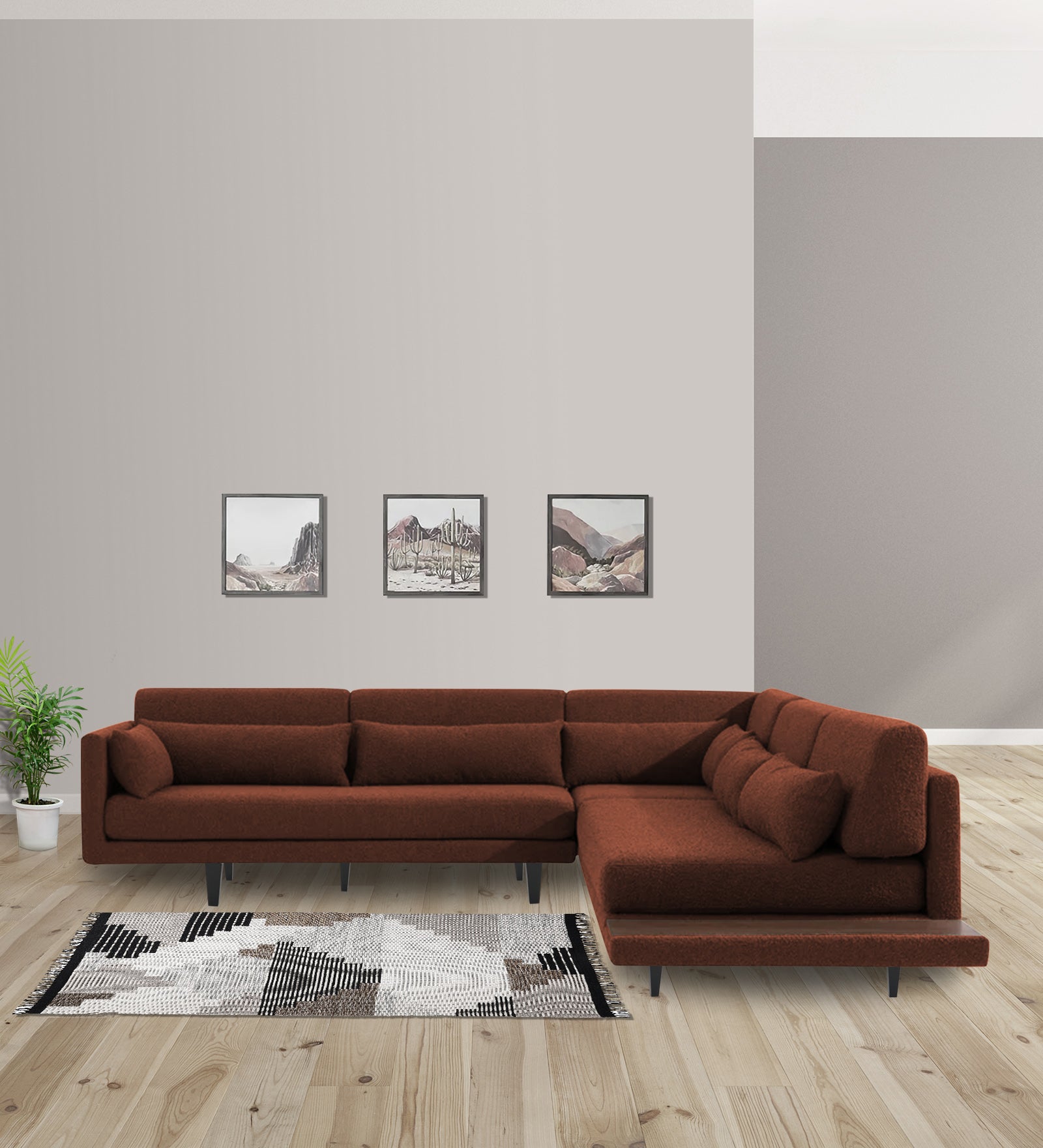 Malta Fabric 6 Seater LHS Corner Sofa In Coffee brown Colour - Febonic Living