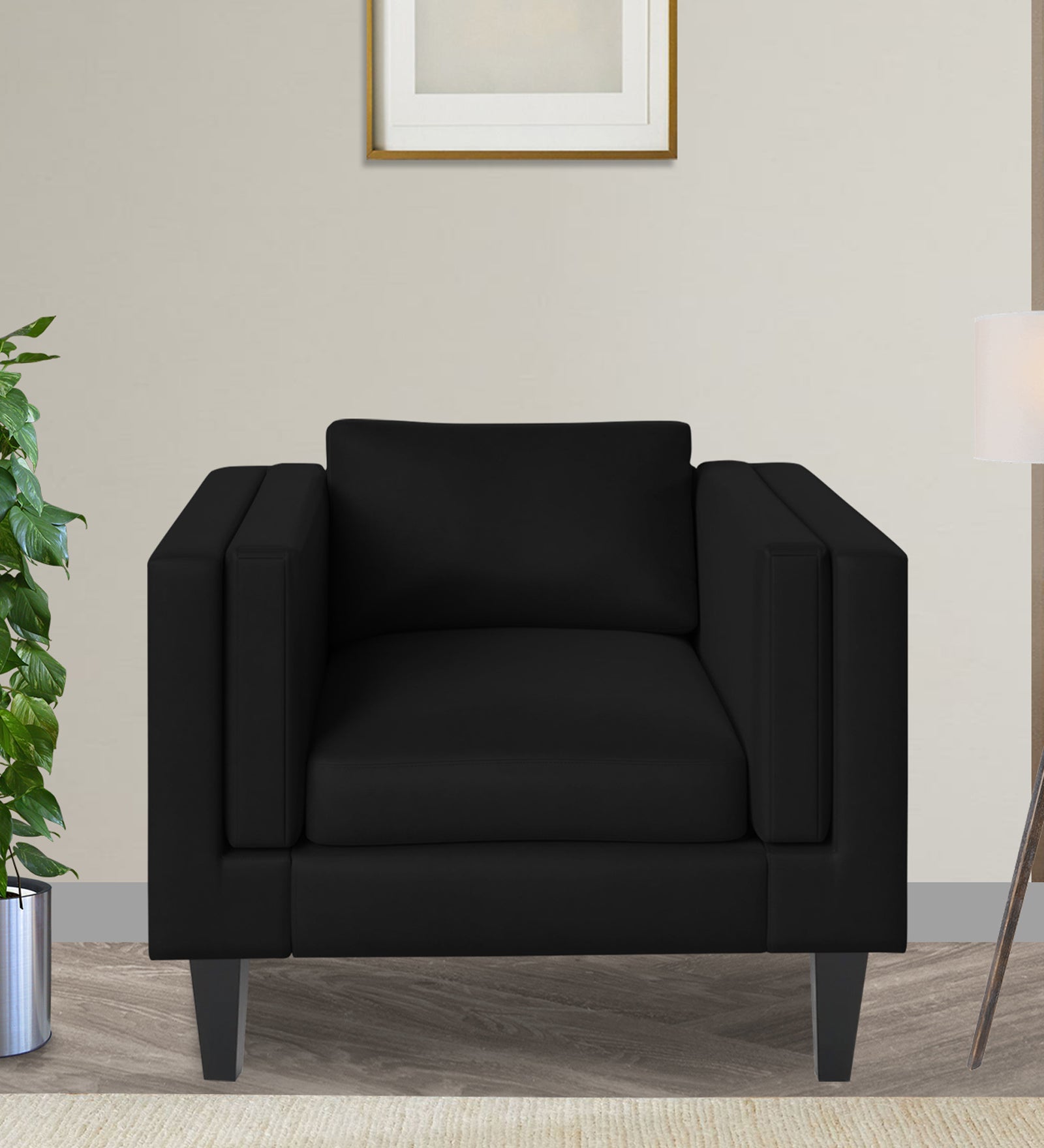 Jasper Velvet 1 Seater Sofa In Adam Black Colour - Febonic Living