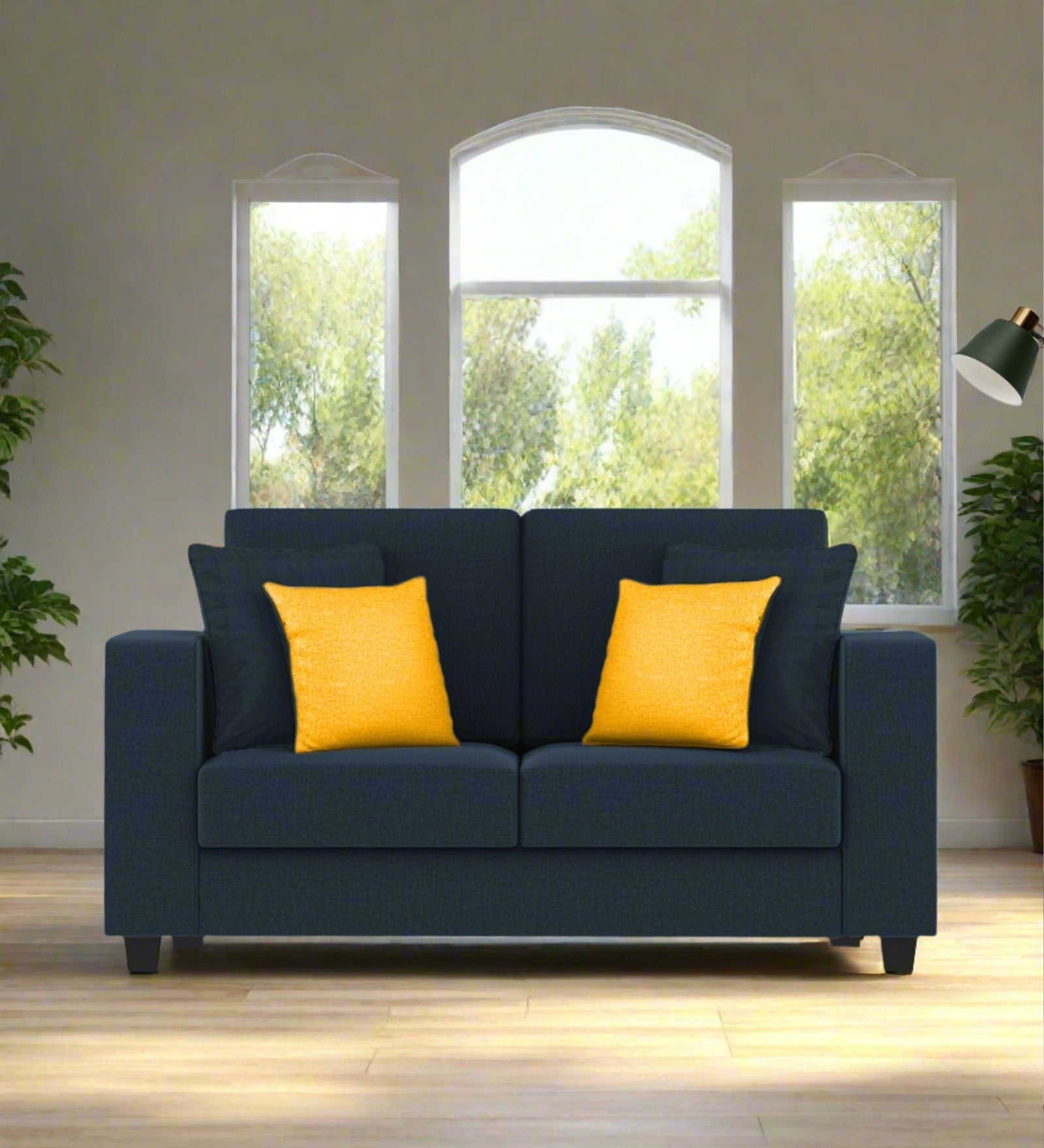 Nabi Fabric 2 Seater Sofa In Denim Blue Colour - Febonic Living