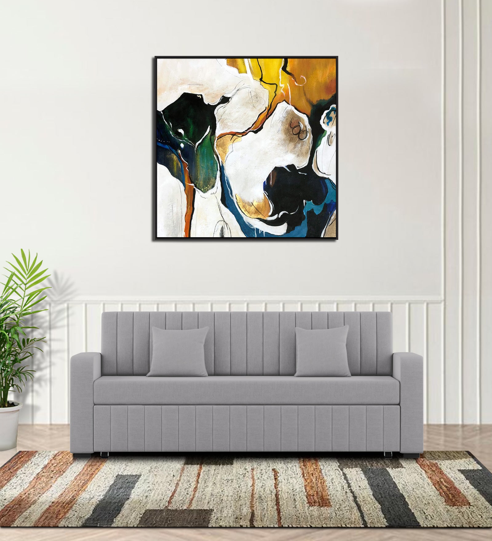 Calra Fabric 3 Seater Pull Out Sofa Cum Bed In Lit Grey Colour With Storage - Febonic Living