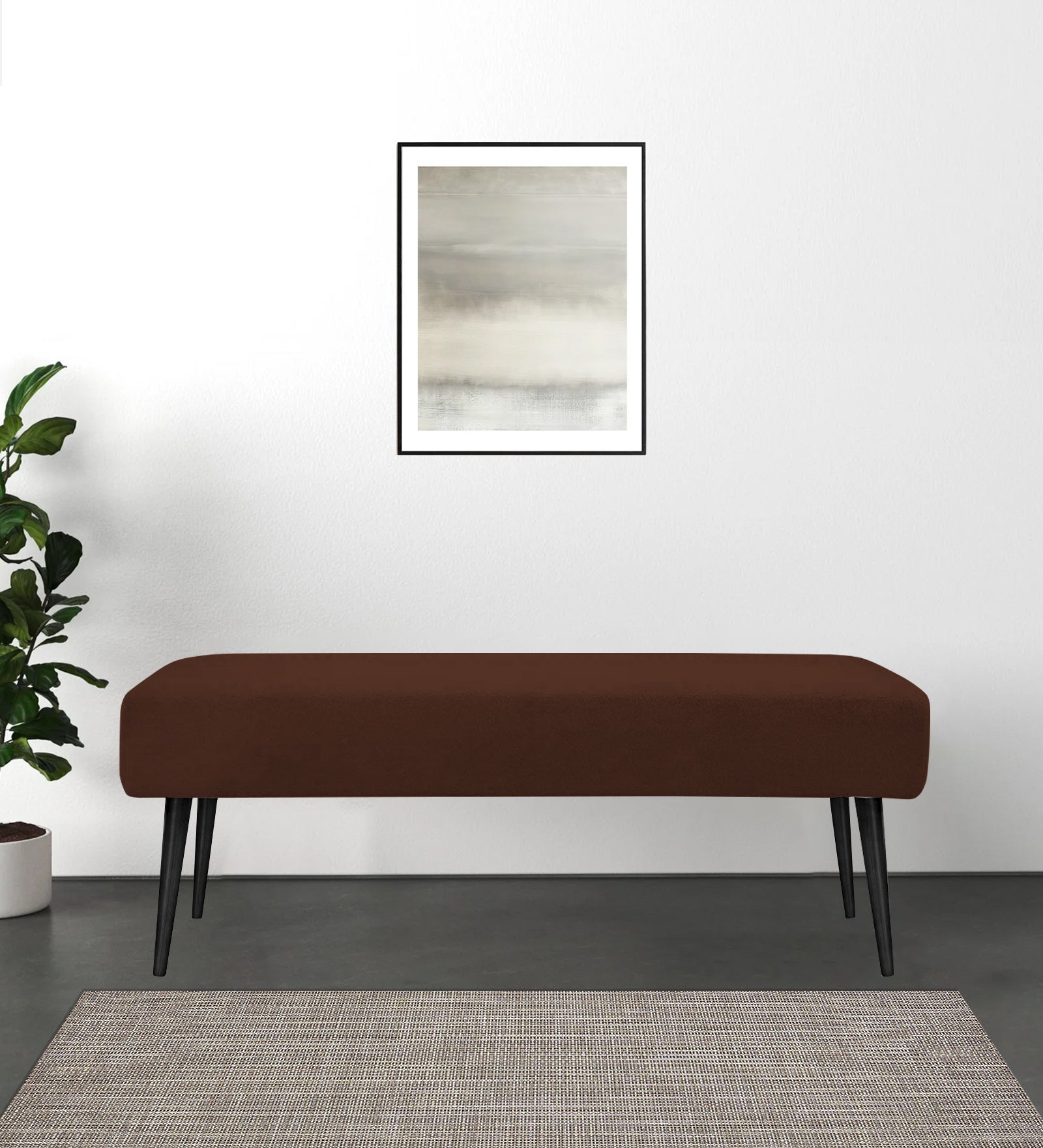 Orbit Fabric Bench In Coffee Brown Colour - Febonic Living