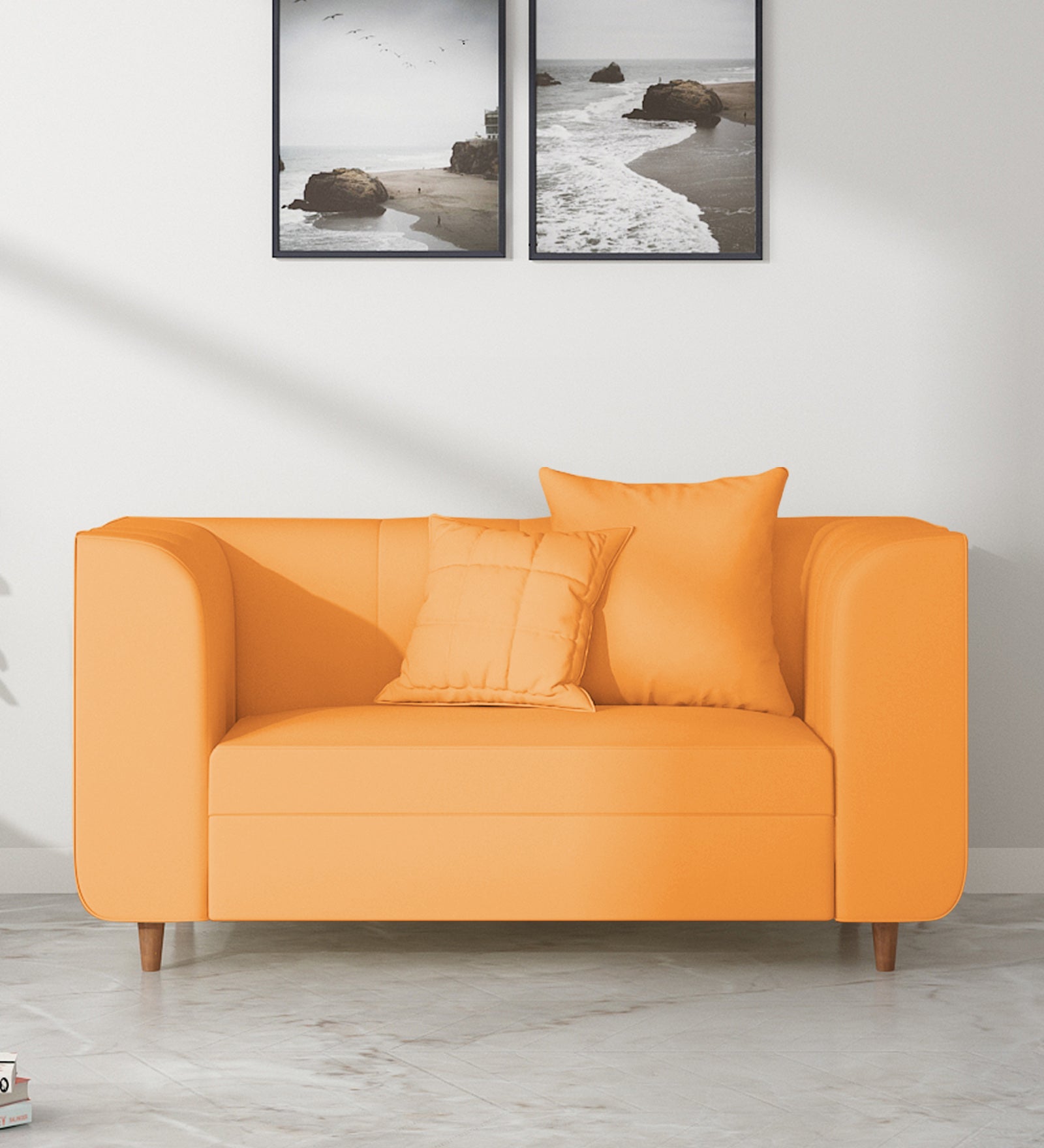 Sumo Velvet 2 Seater Sofa In Tangerine orange Colour - Febonic Living