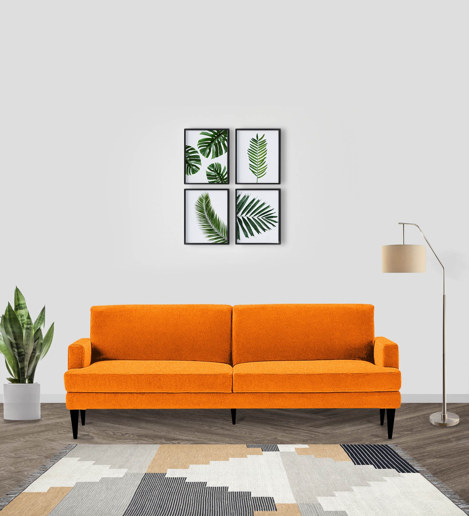 Zoya Fabric 3 Seater Convertible Sofa Cum Bed In Vivid Orange Colour - Febonic Living