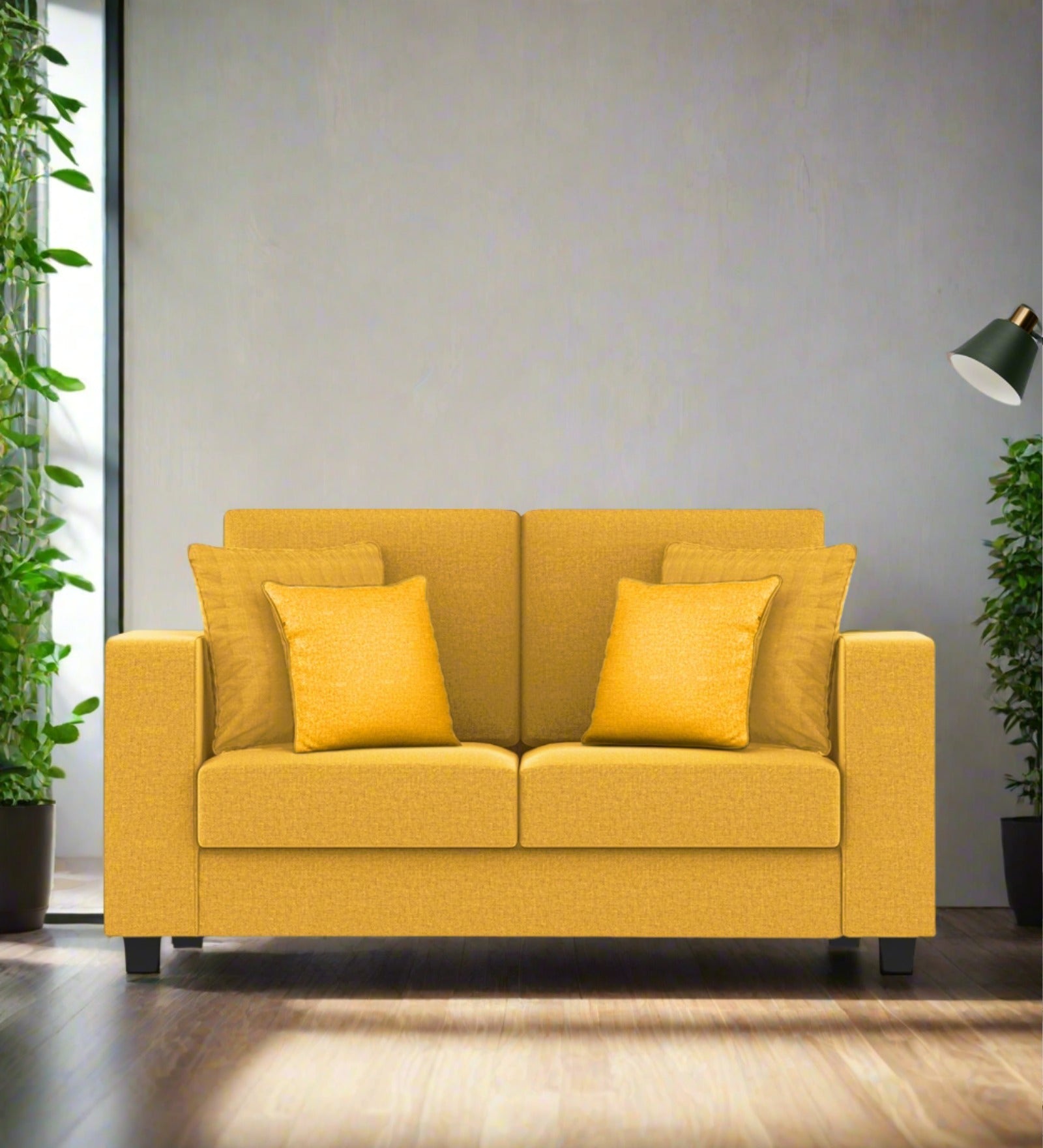 Nabi Fabric 2 Seater Sofa In Bold Yellow Colour - Febonic Living